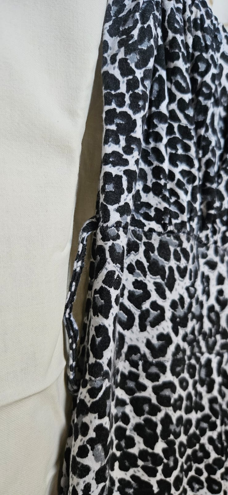 Leopard print skirt fabric and side tie detail