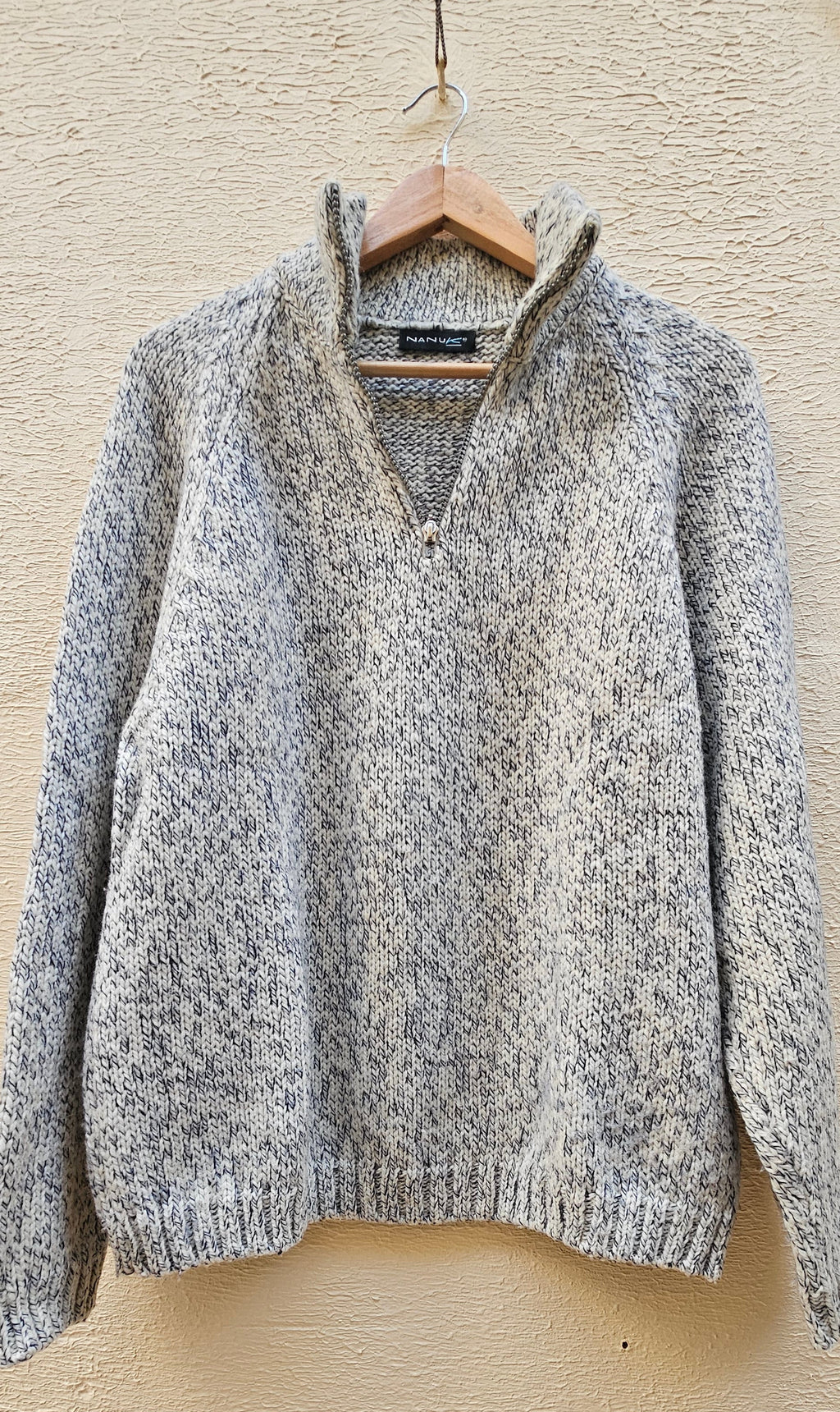 Grey Marled Zip-Up Hoodie