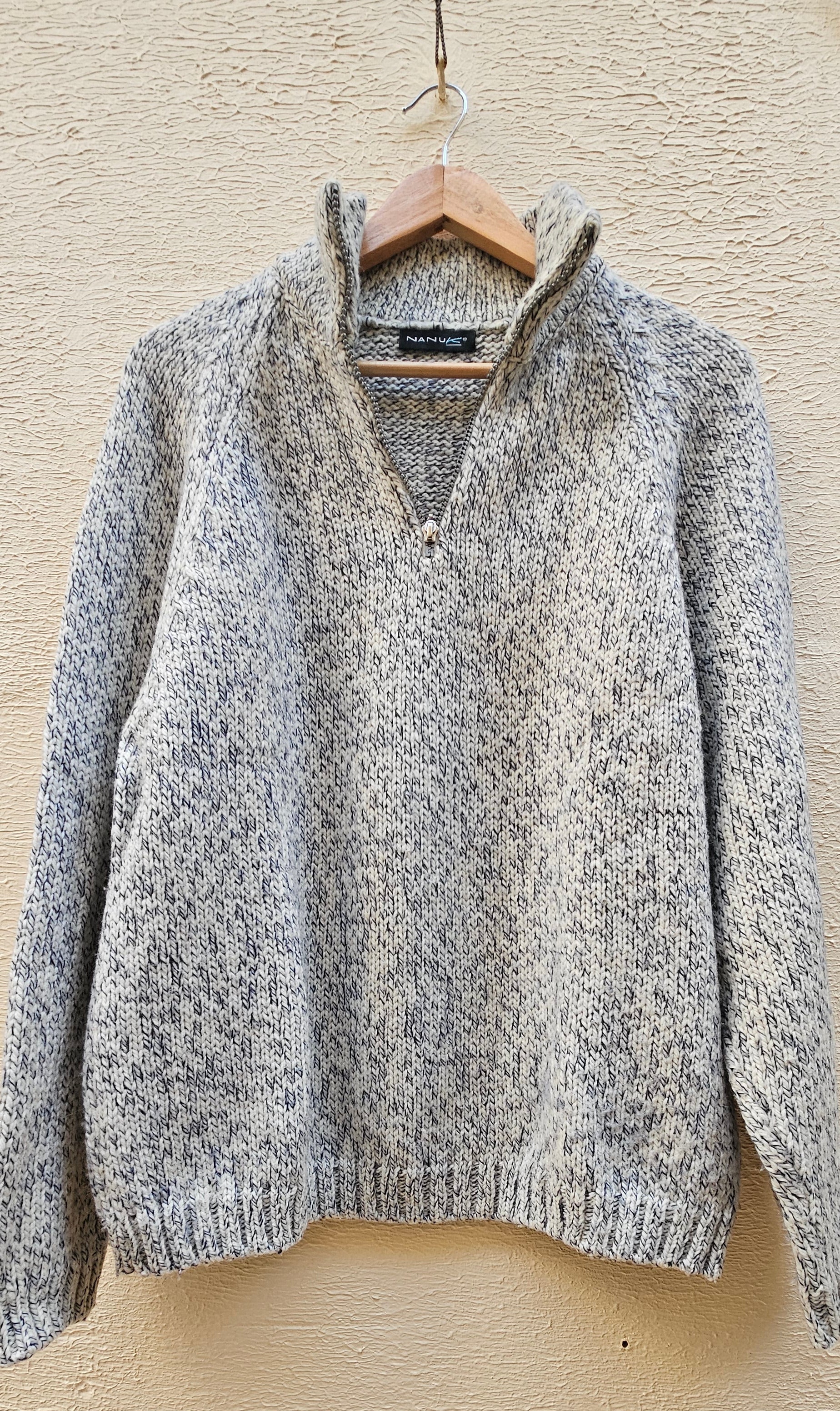 Grey Marled Zip-Up Hoodie