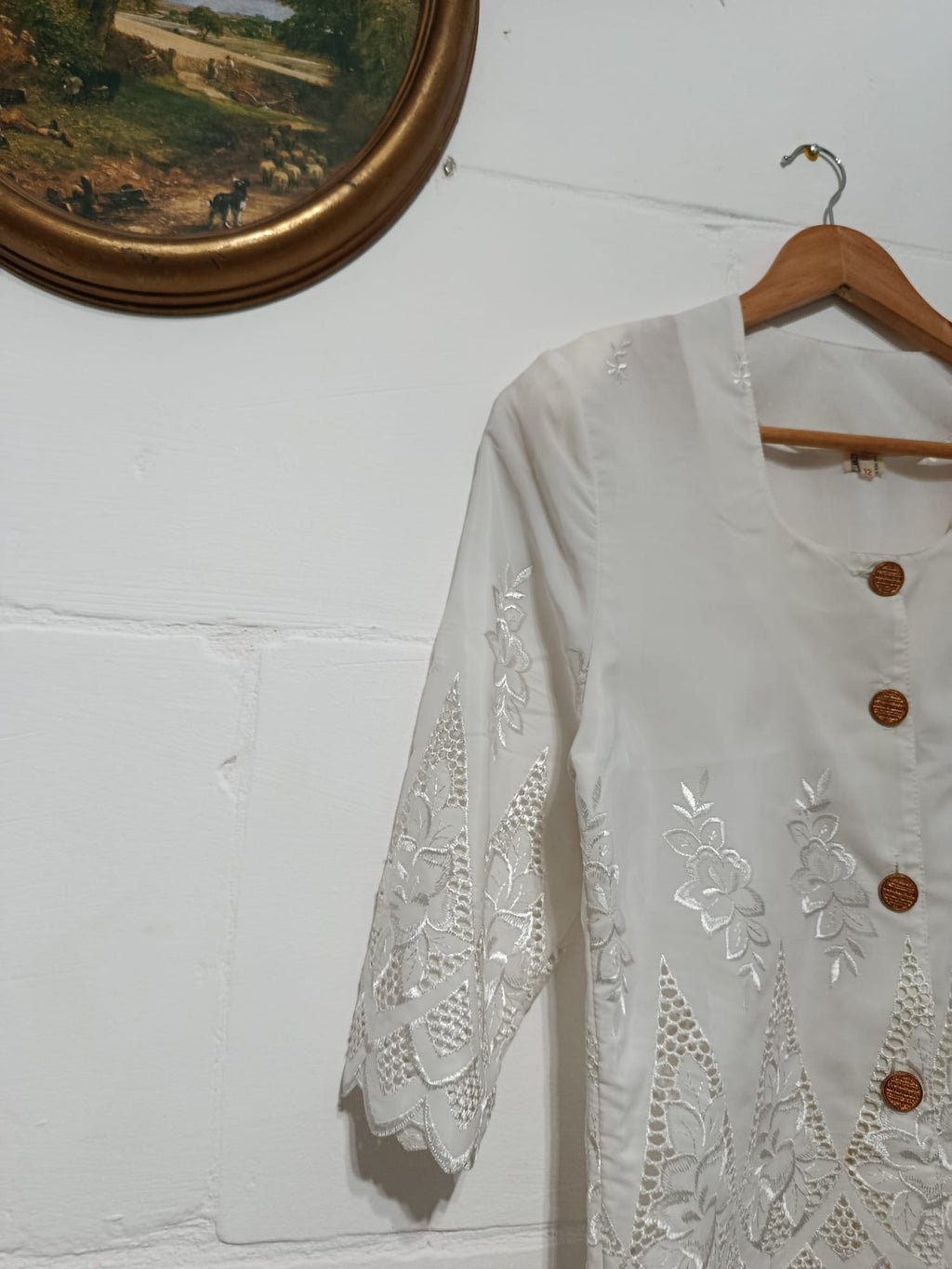White Embroidered Lace Blouse