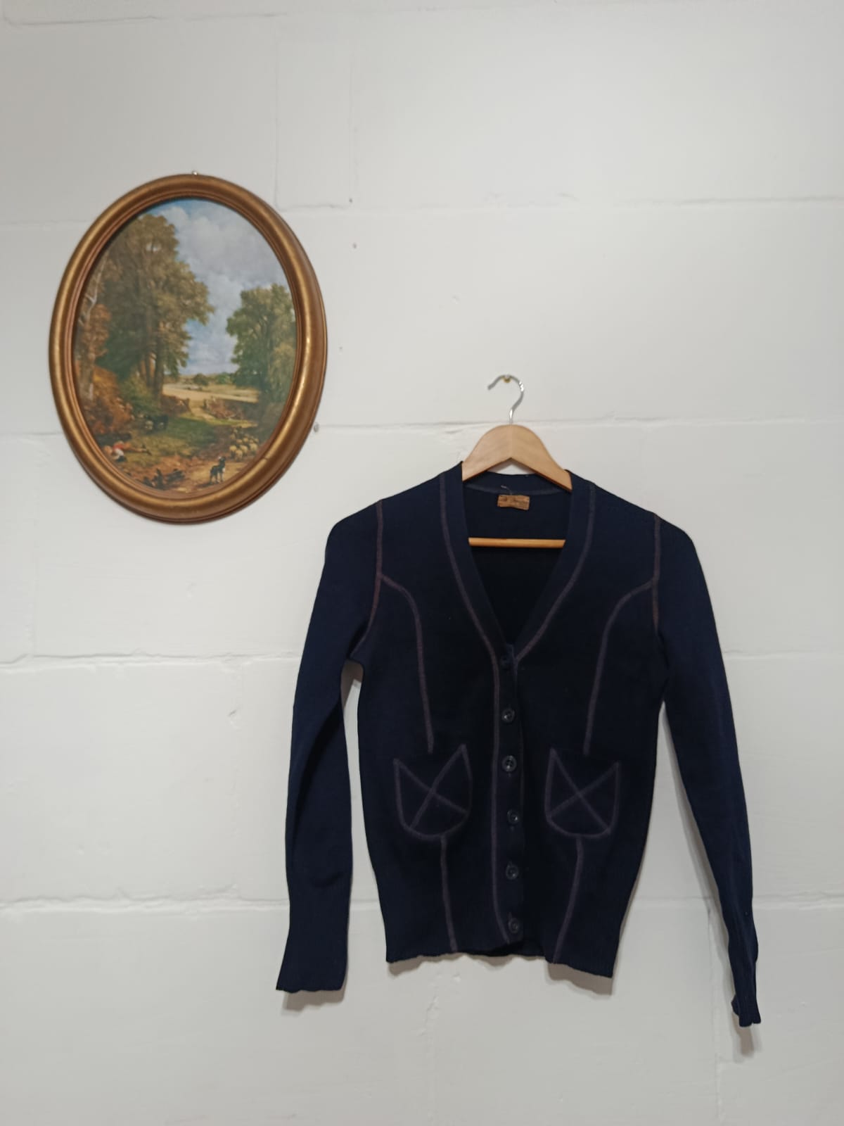 Vintage Navy-Blue Knitwear Cardigan
