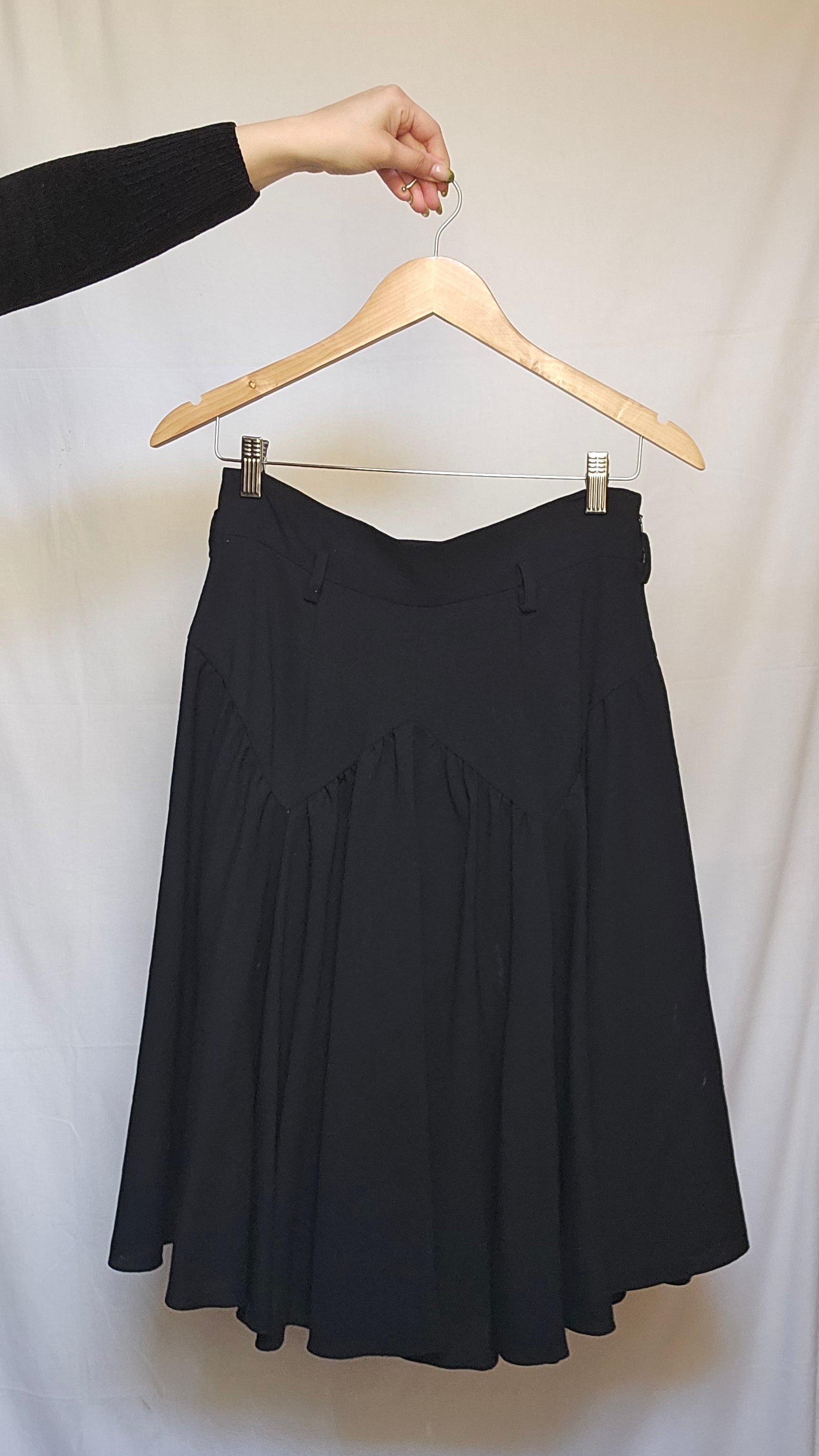 Kenzo Black Pleated Midi Skirt