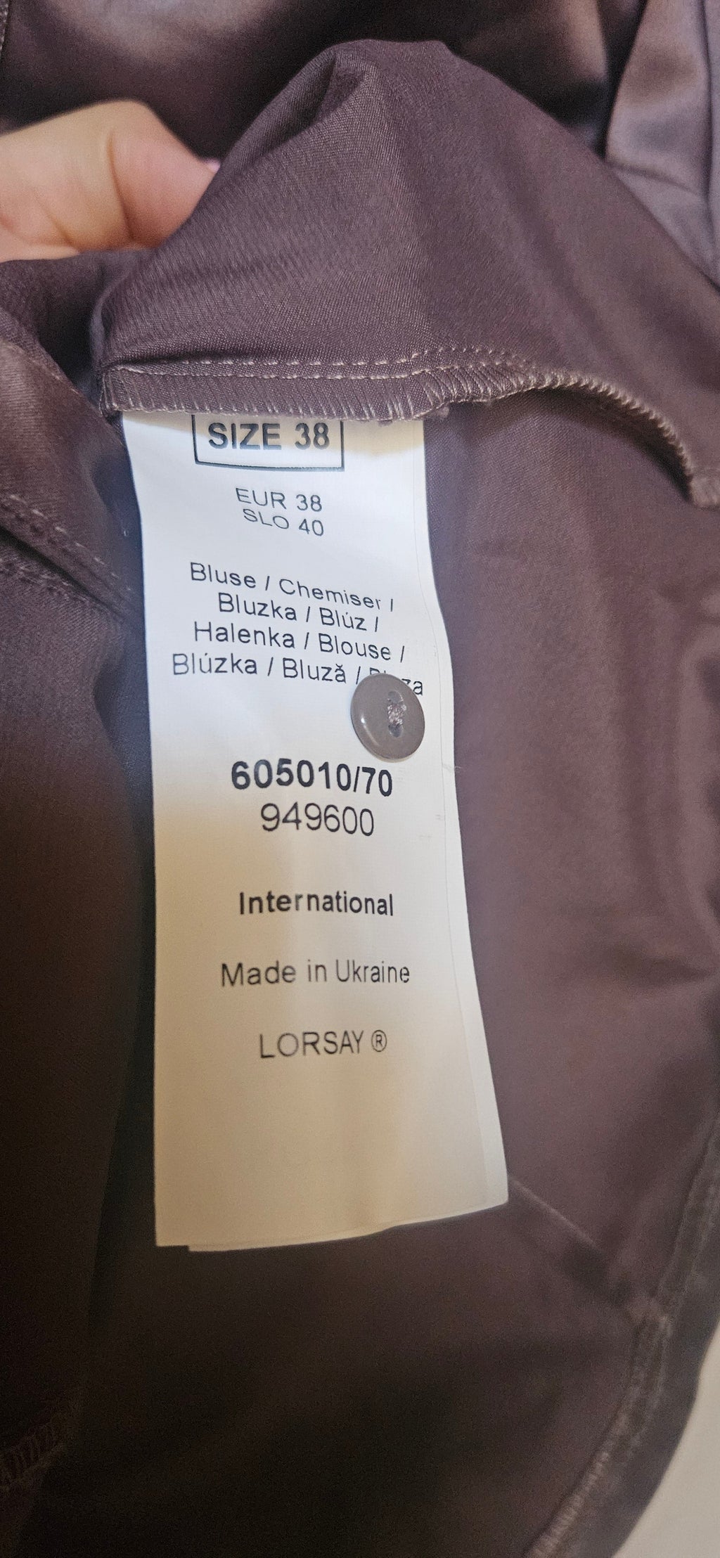 Care label showing Orsay EUR 38, Made in Ukraine