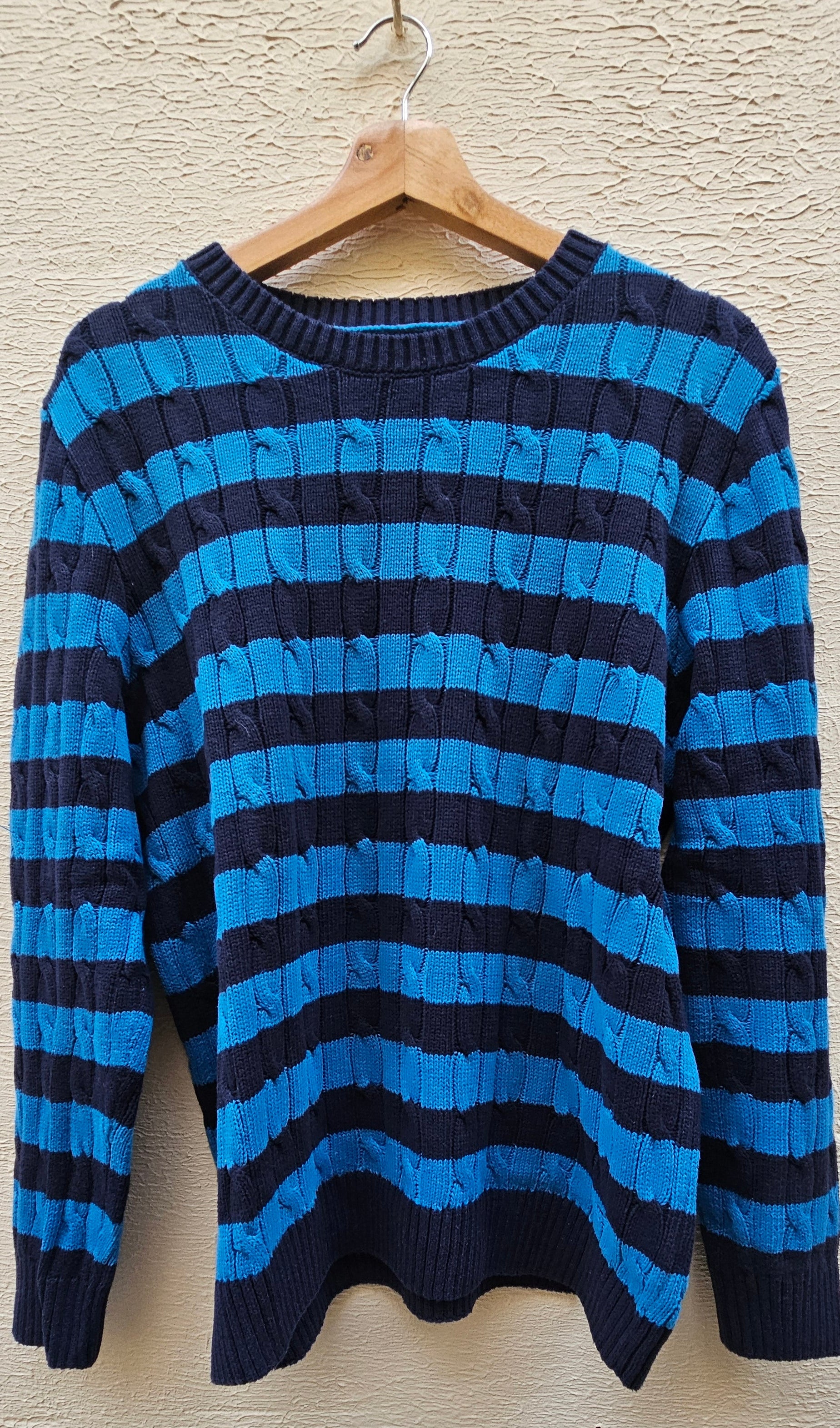 Vintage Blue & Navy Striped Knit Sweater