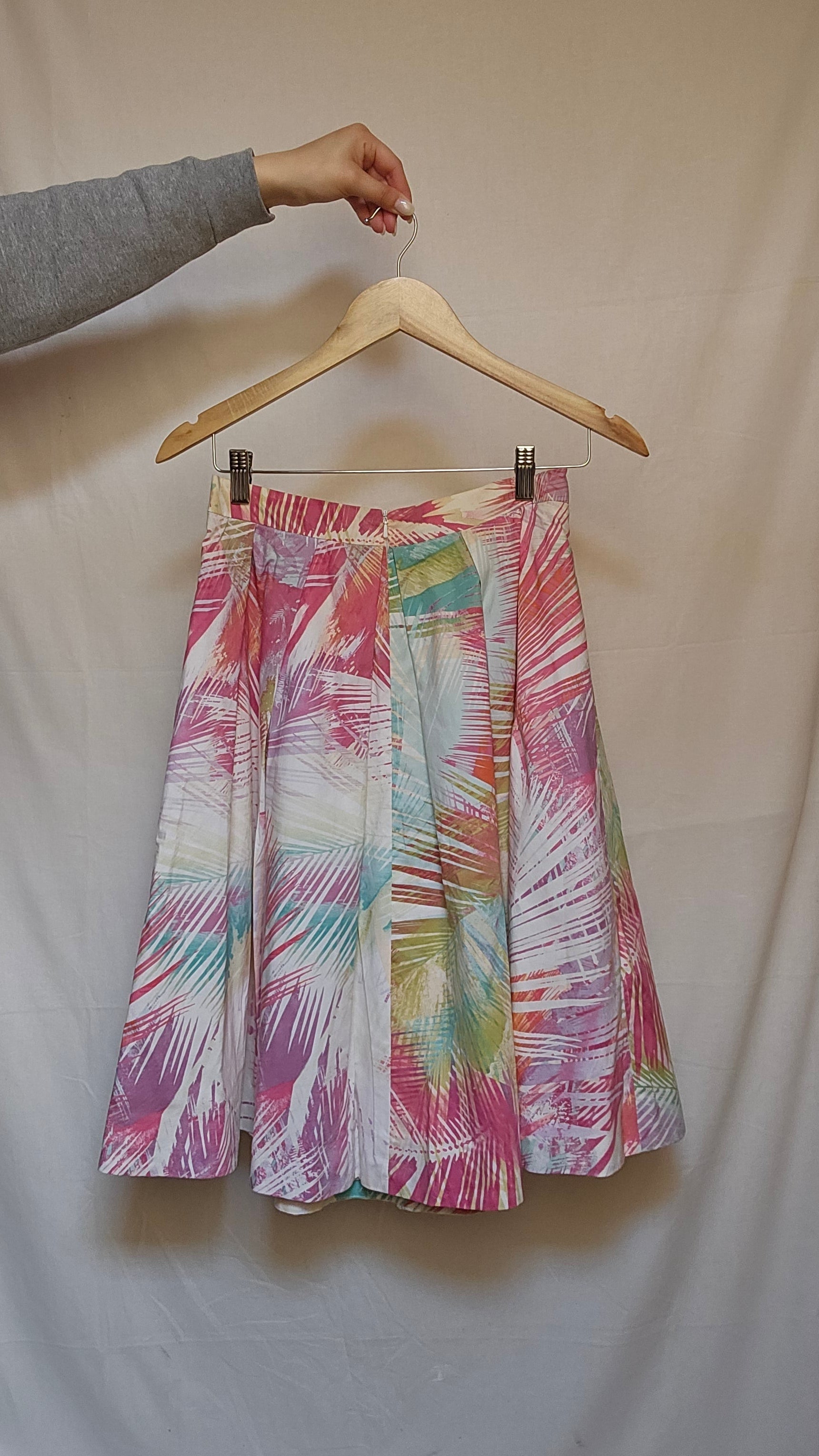 Karen Millen Watercolor Palm Print Midi Skirt