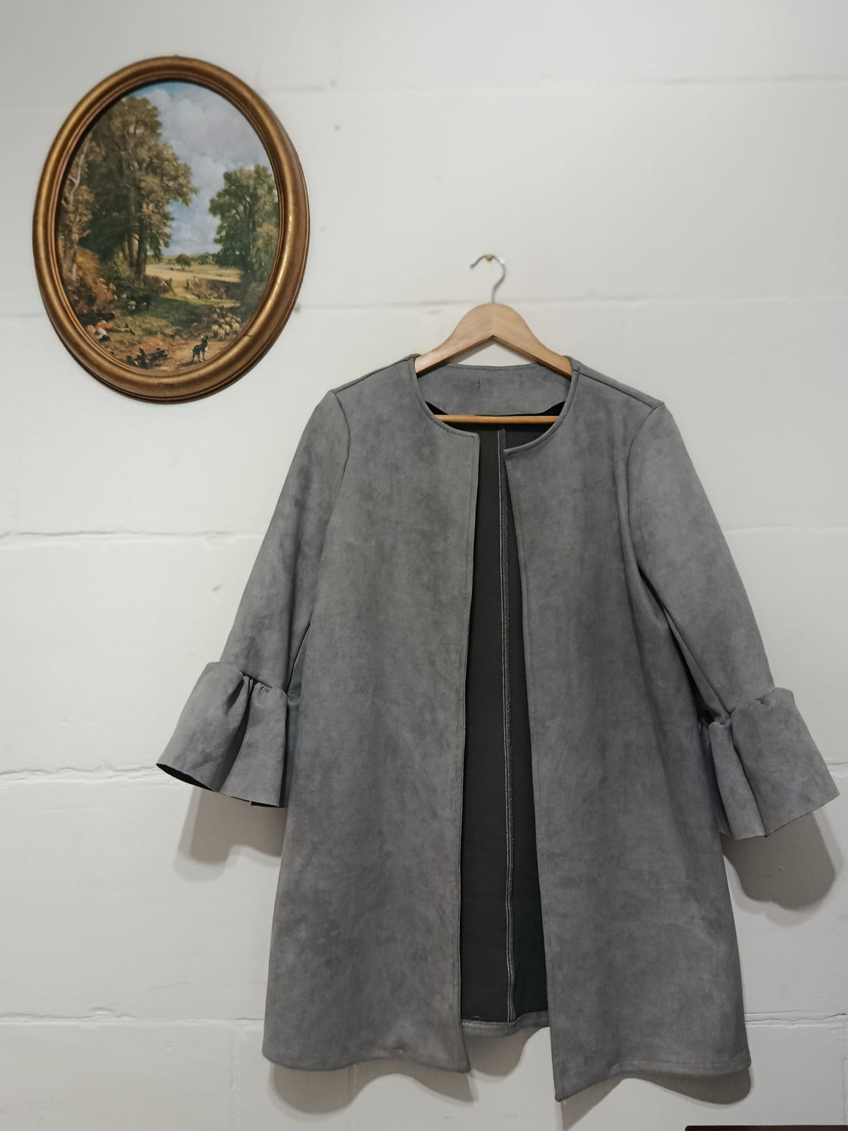 Grey Puffer Sleeve Coat