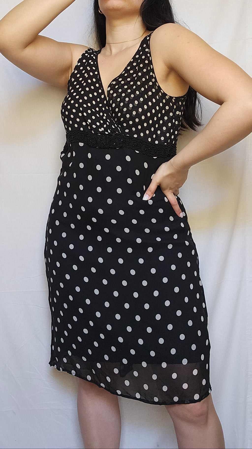 Black & White Polka Dot Chiffon Dress