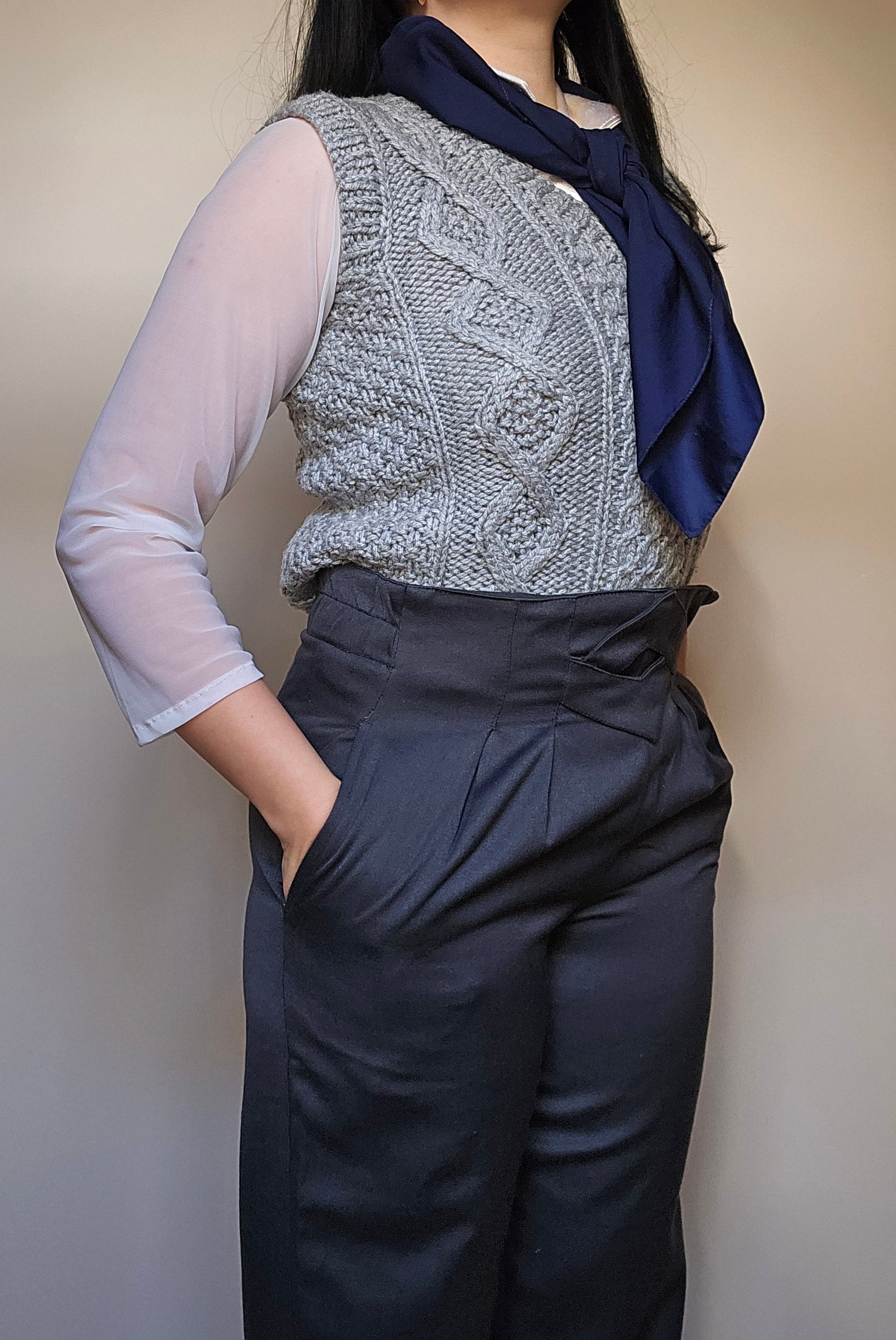 Grey Hand-Knitted Vest