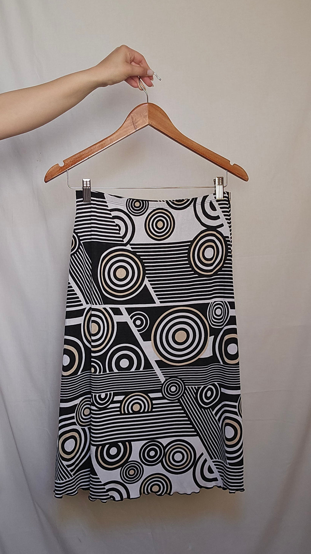 Susan Lawrence Geometric Circle Print Midi Skirt