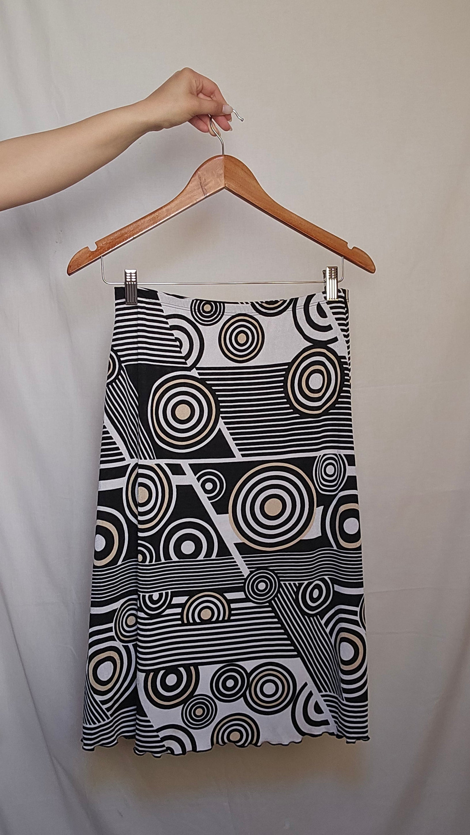 Susan Lawrence Geometric Circle Print Midi Skirt