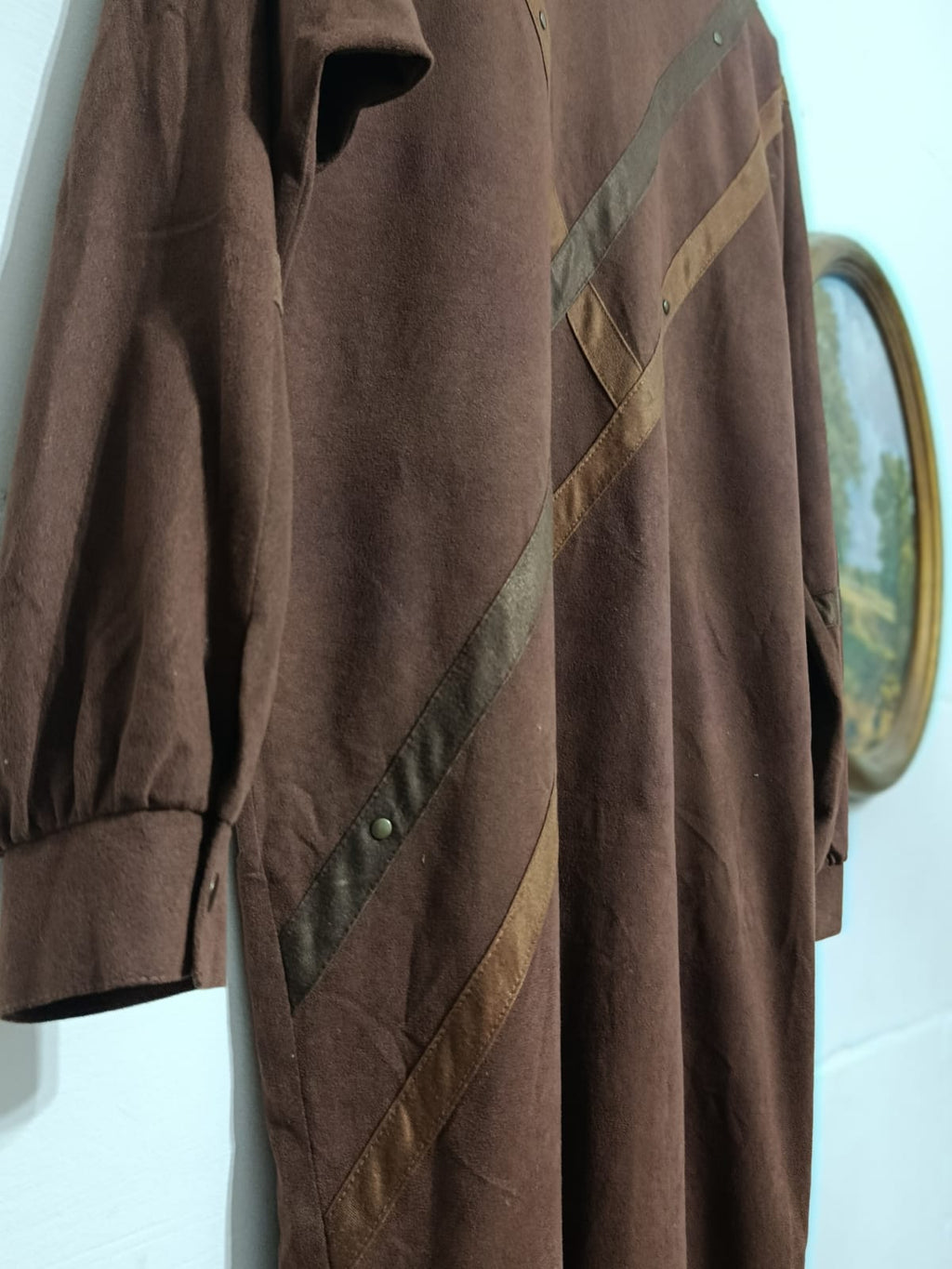 Vintage Triacetate Brown Mock-Neck Dress
