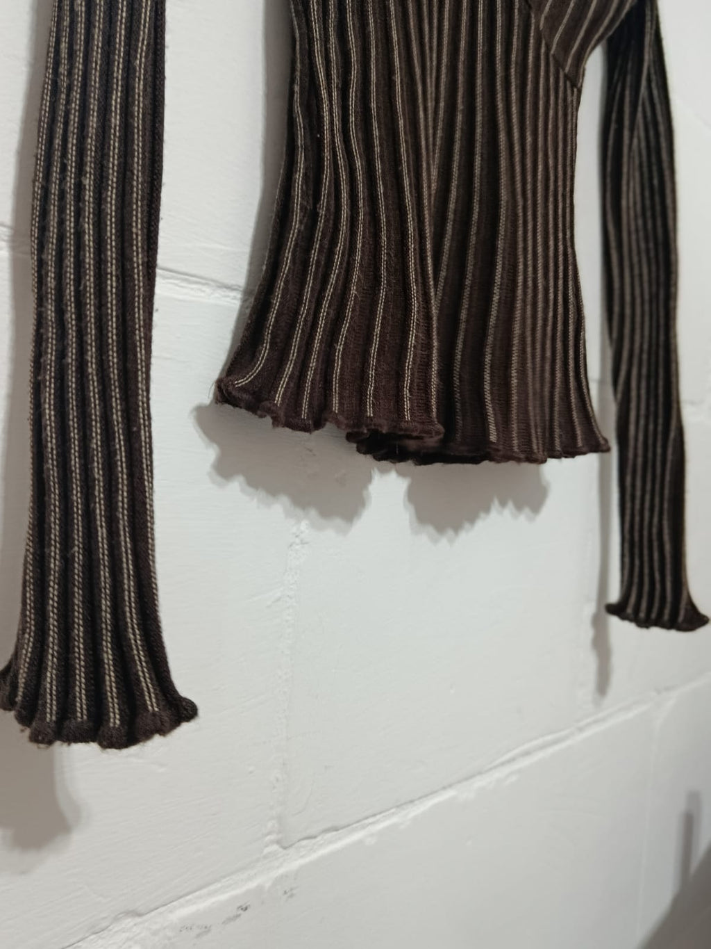 Dark Brown V-neck Knit Top