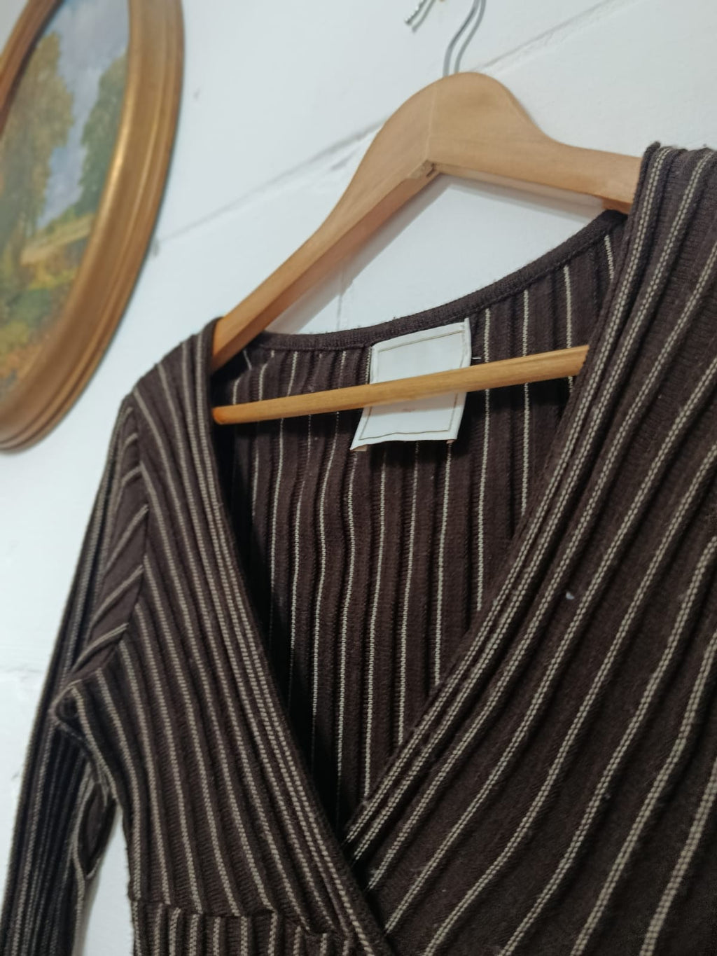 Dark Brown V-neck Knit Top