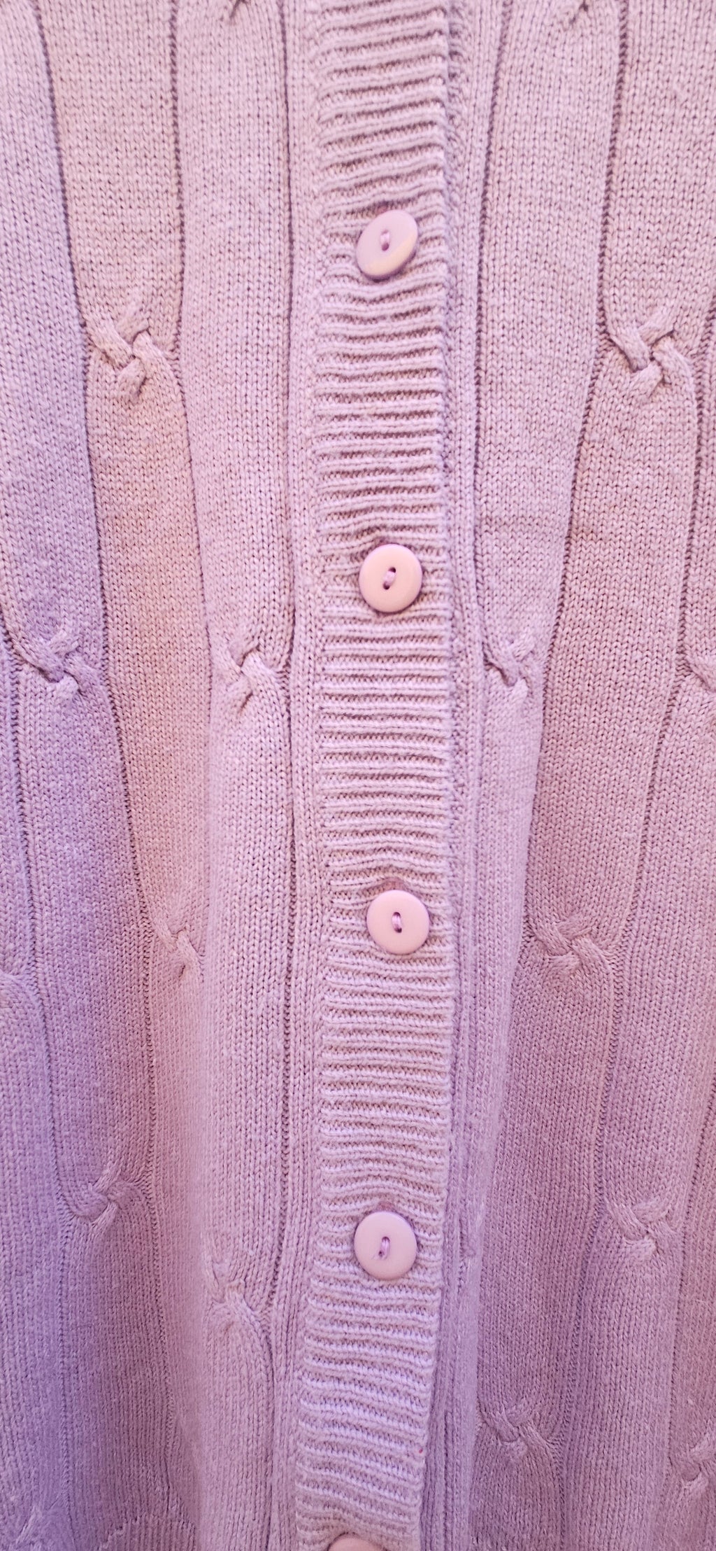 Lavender Purple Cardigan with Textured Cable Knit Detail