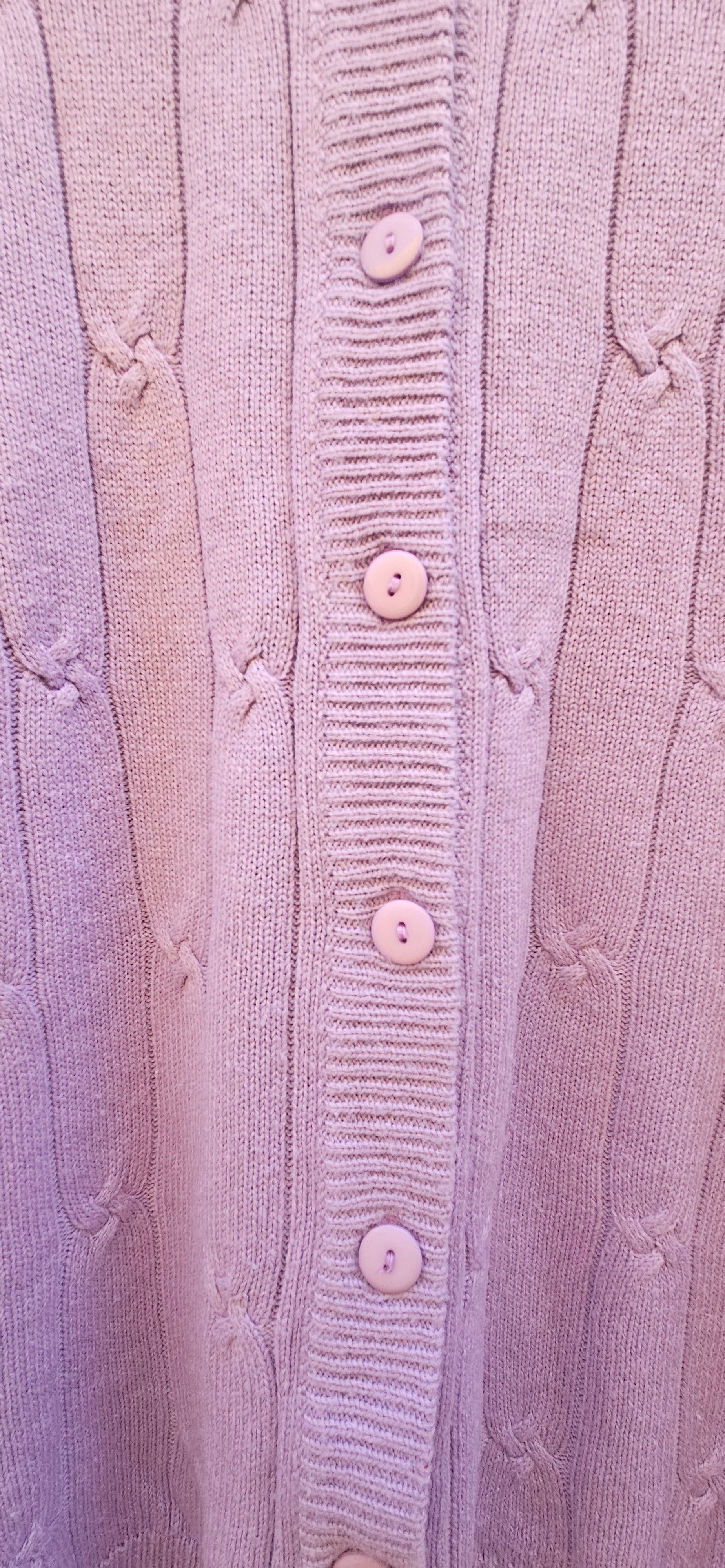 Lavender Purple Cardigan with Textured Cable Knit Detail