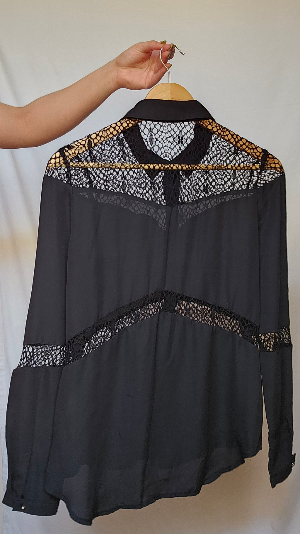 Black Lace Panel Blouse