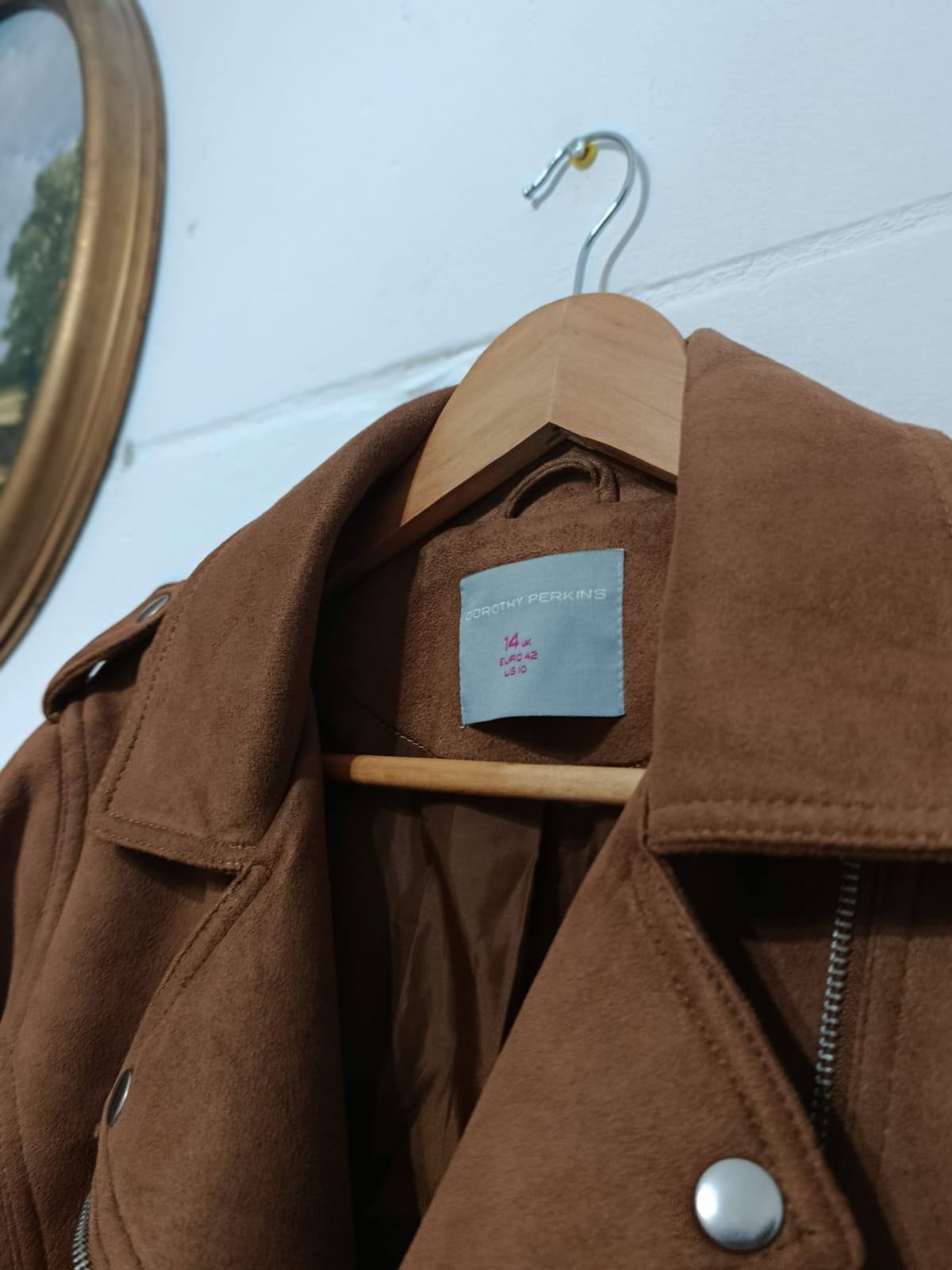 Dorothy Perkins Camel Suede Biker Jacket