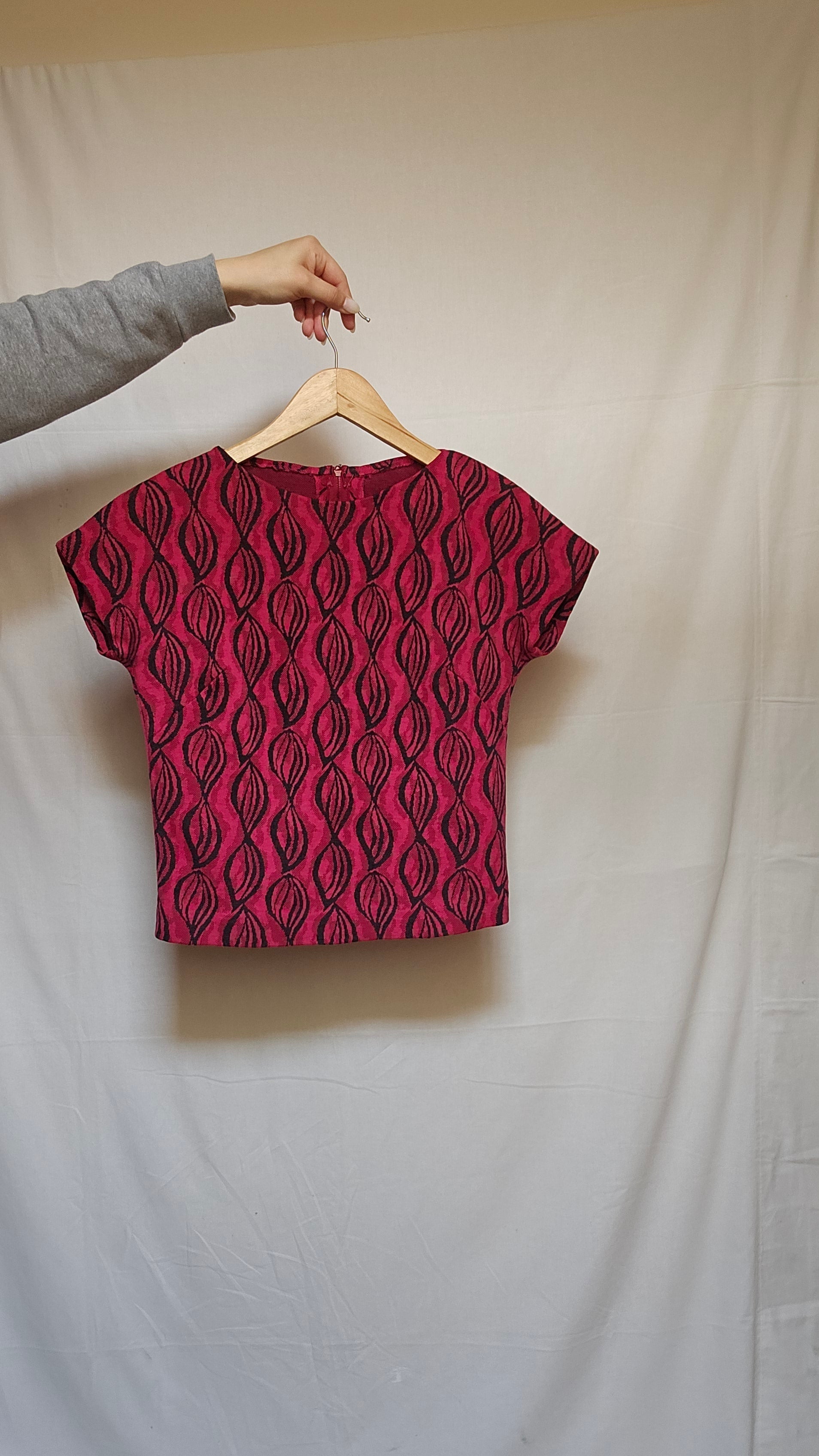 Crimson Wave Print Crop Top
