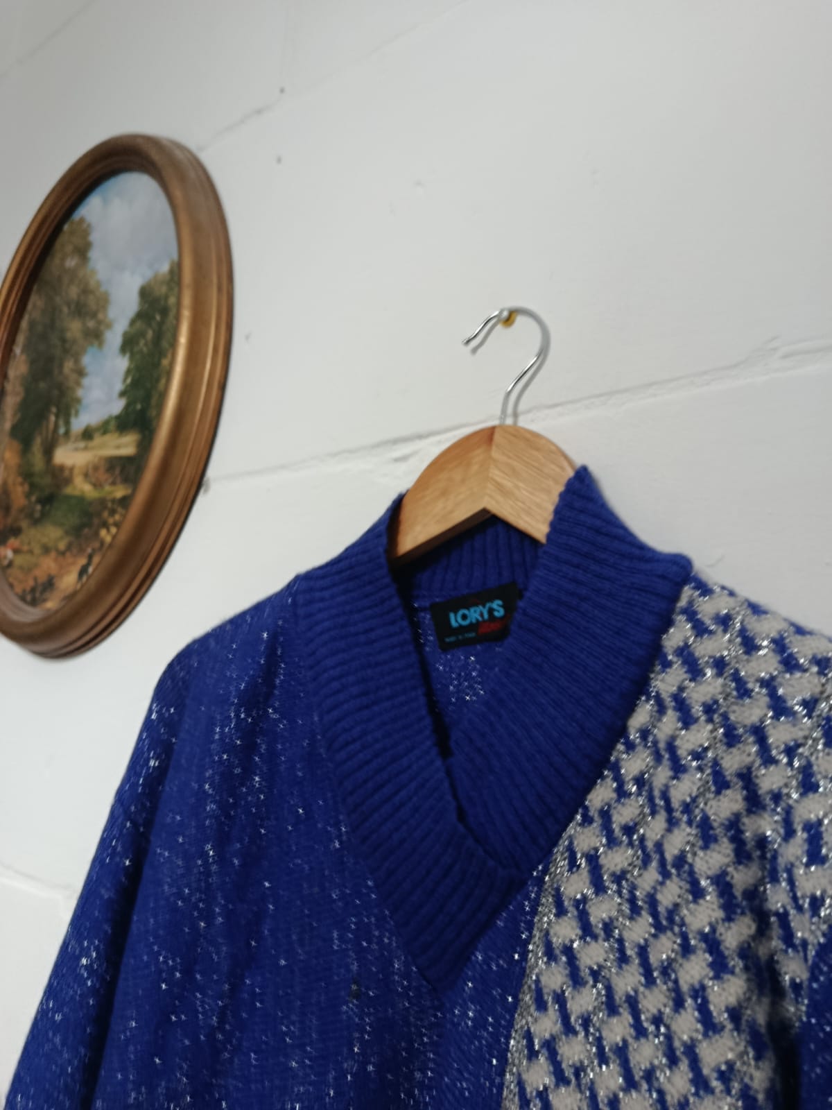 Vintage Blue Patterned Knit Sweater