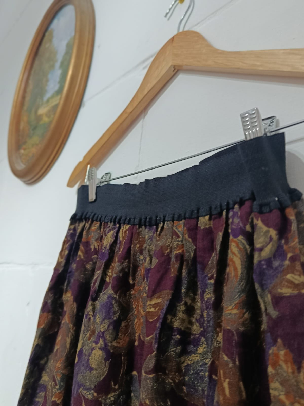 Vintage-style Dark Floral Handmade Tapestry Skirt