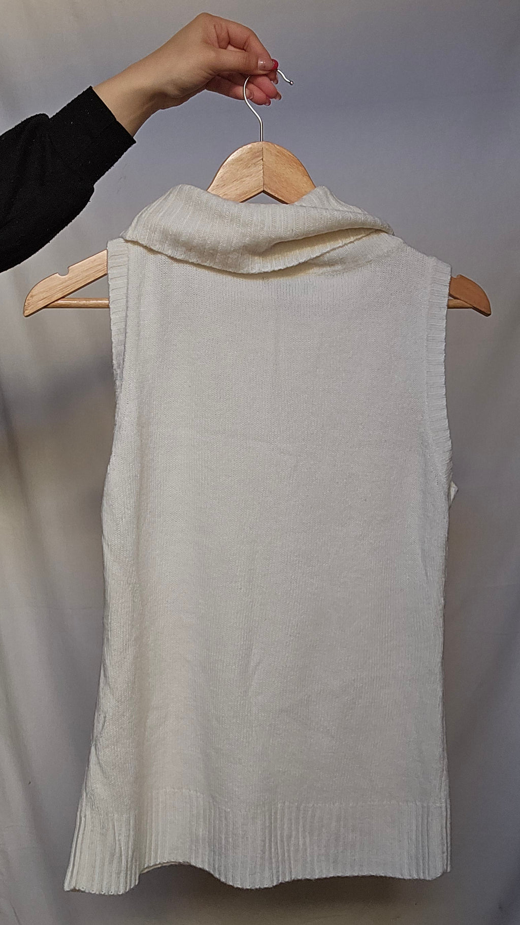 Cream Cowl Neck Sleeveless Top