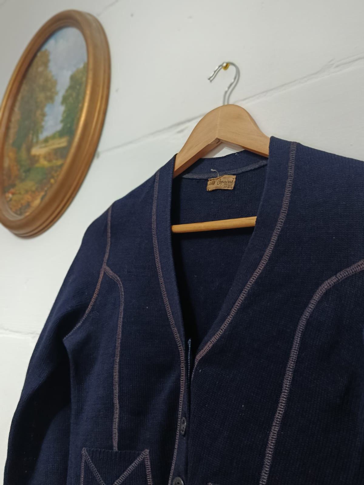 Vintage Navy-Blue Knitwear Cardigan