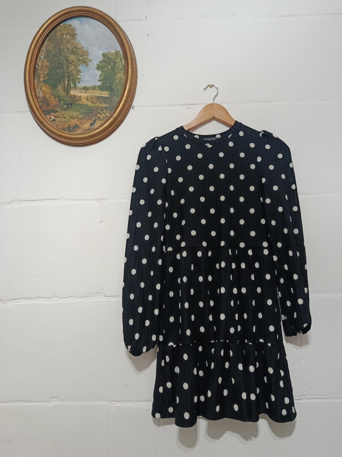 Black & White Polka Dot Tiered Dress – Inside