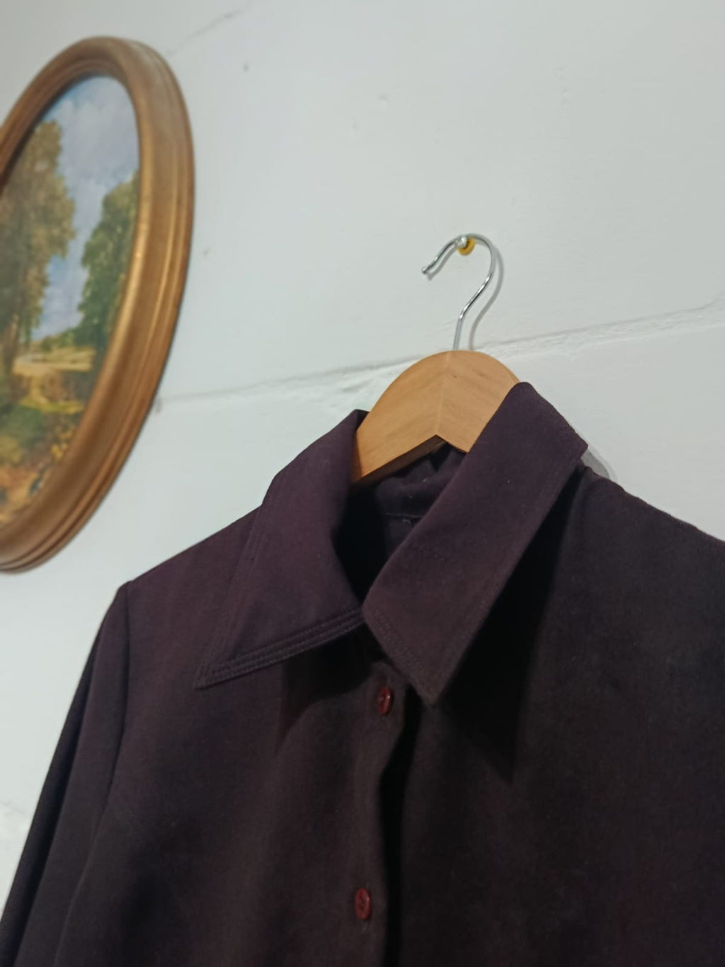Vintage Espresso Brown Embroidered Rose Blouse