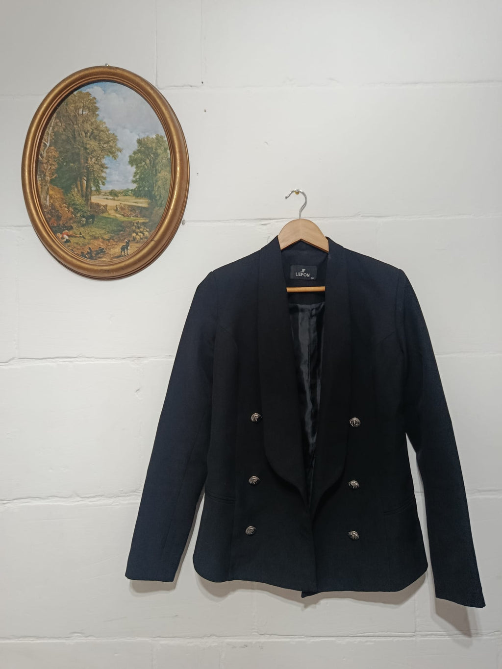 JF LEFON Black Double-Breasted Blazer