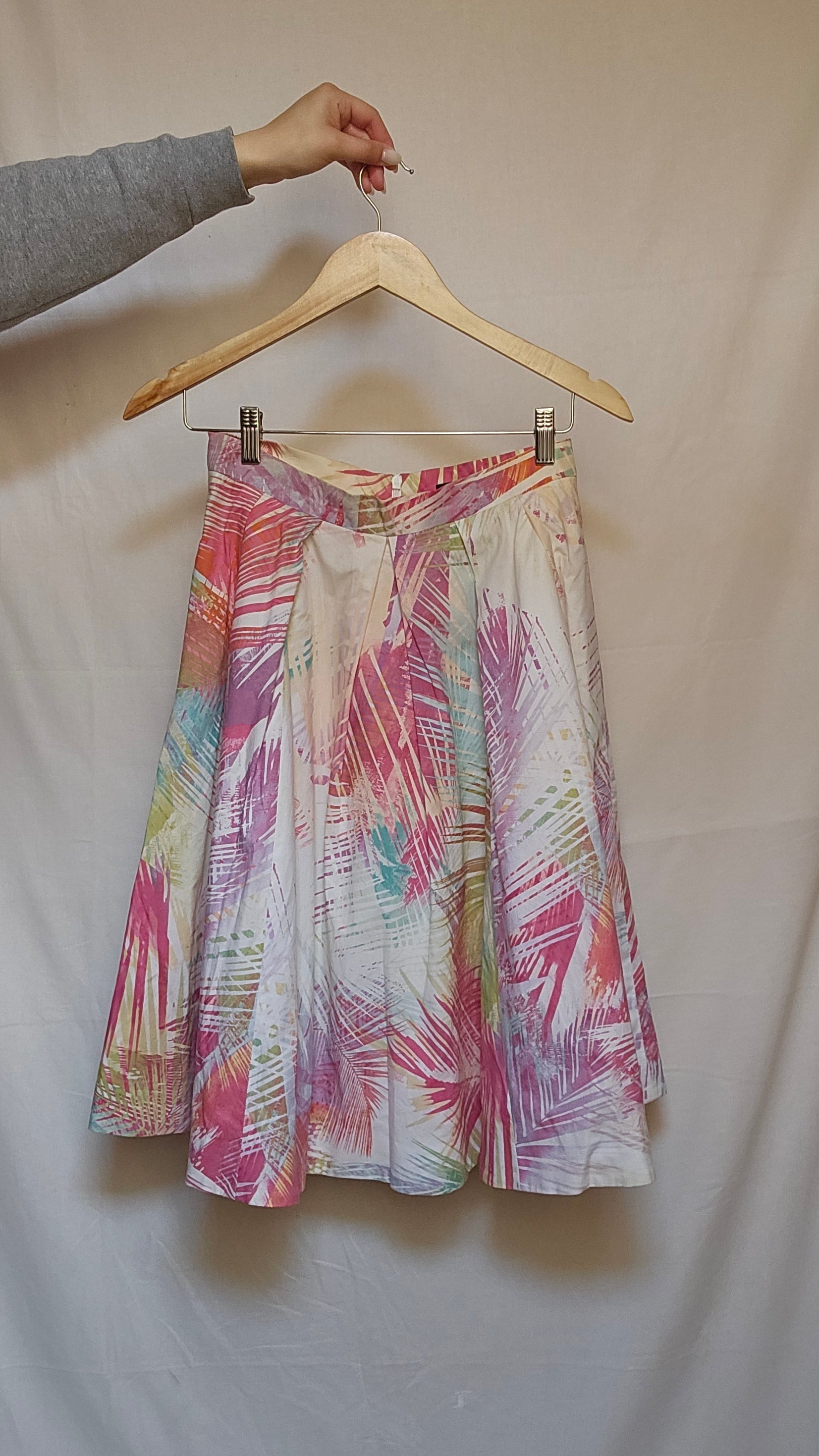 Karen Millen Watercolor Palm Print Midi Skirt
