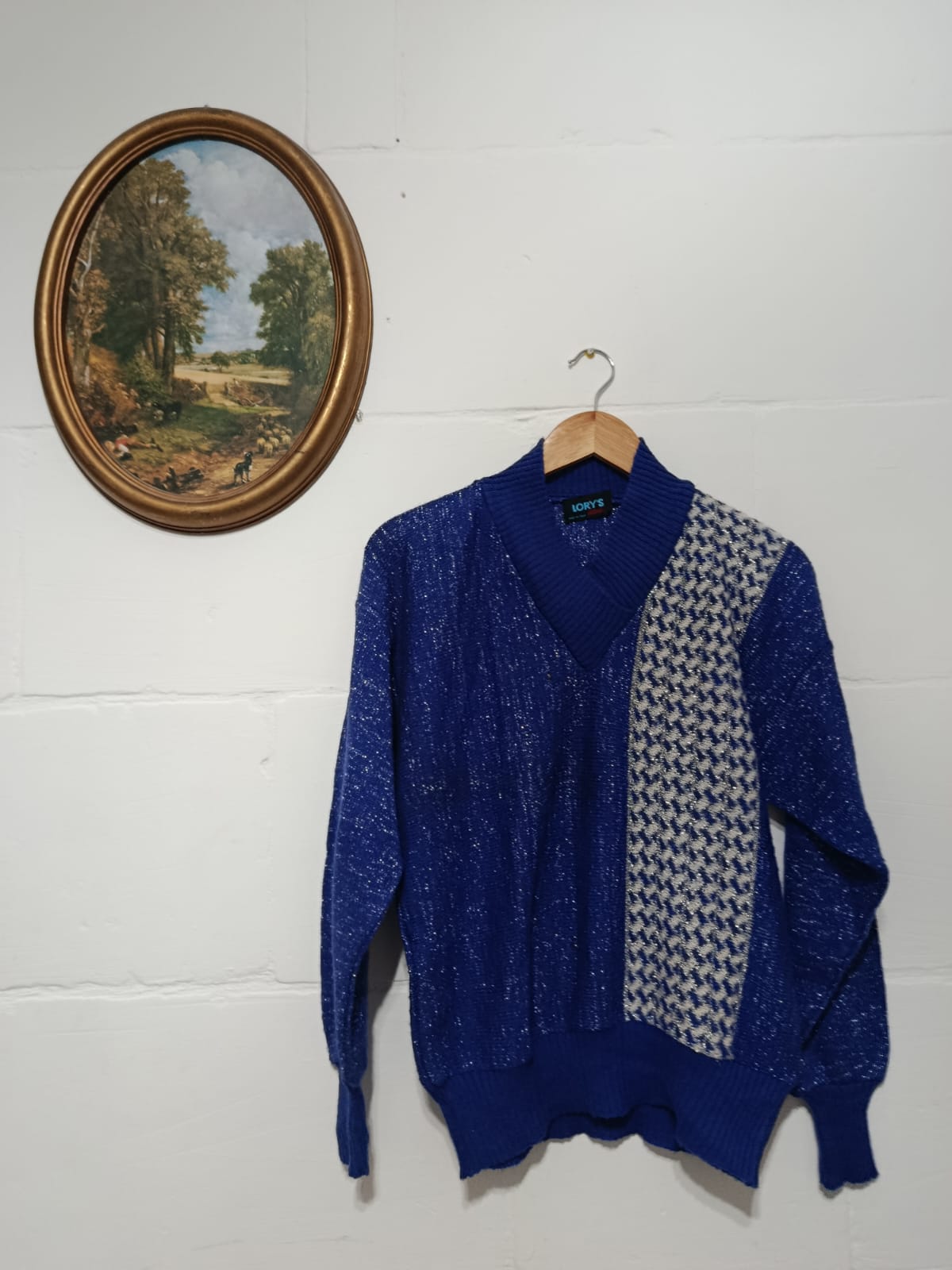 Vintage Blue Patterned Knit Sweater
