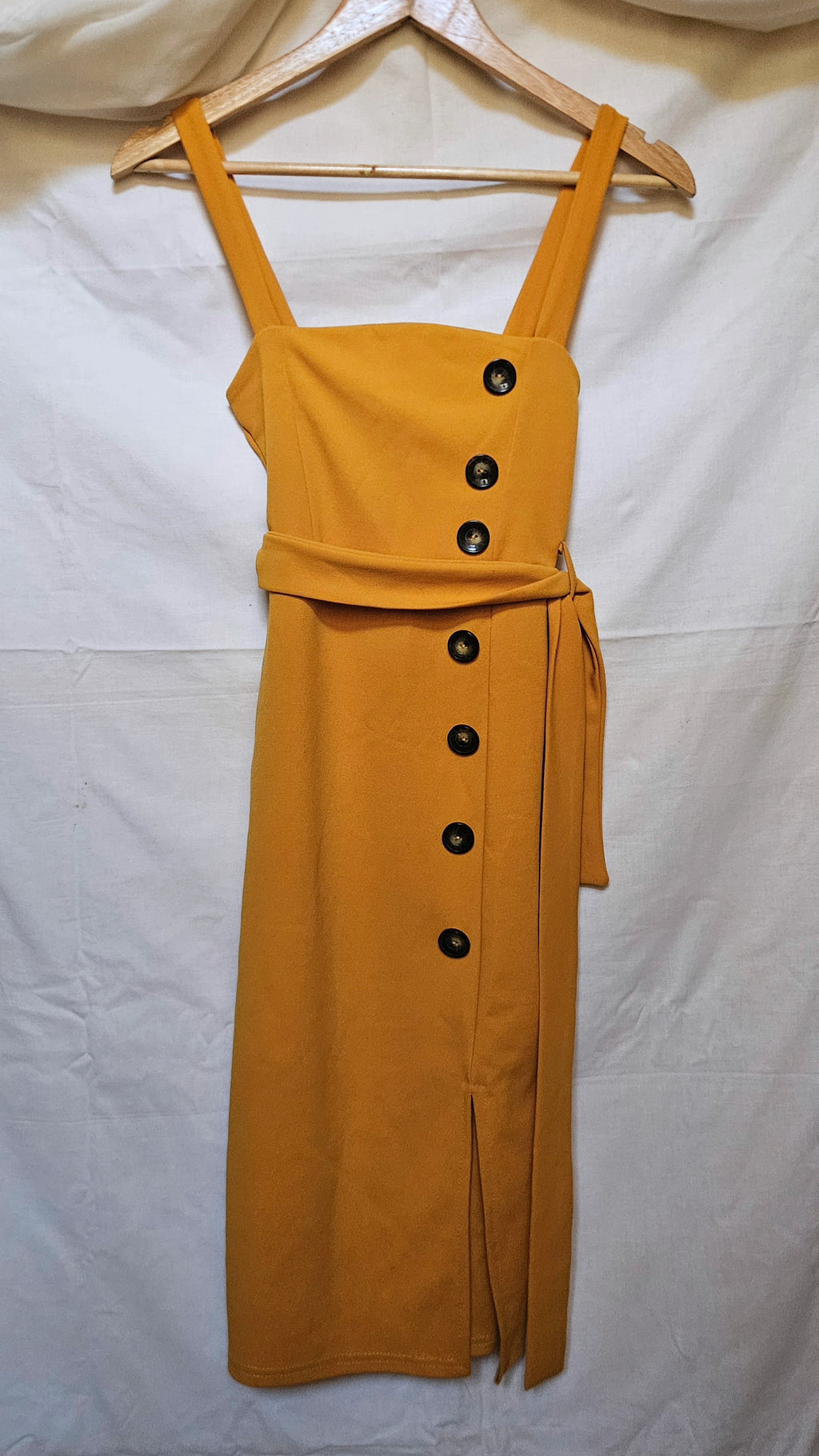 Mustard Button Dress