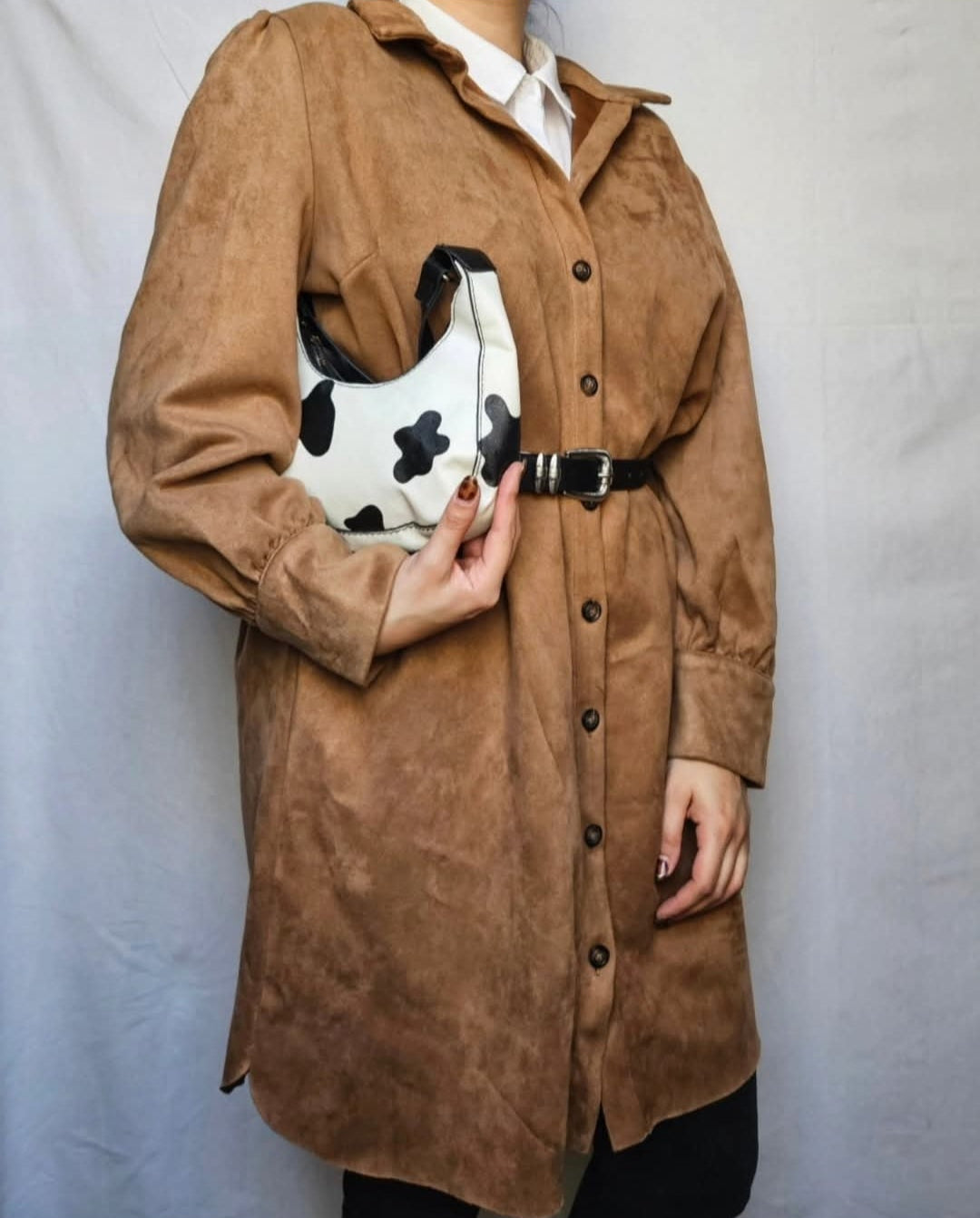 Camel Oversized Shirt Jacket