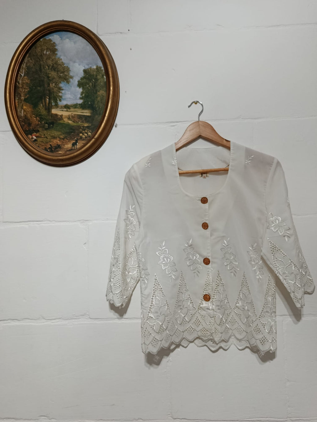 White Embroidered Lace Blouse
