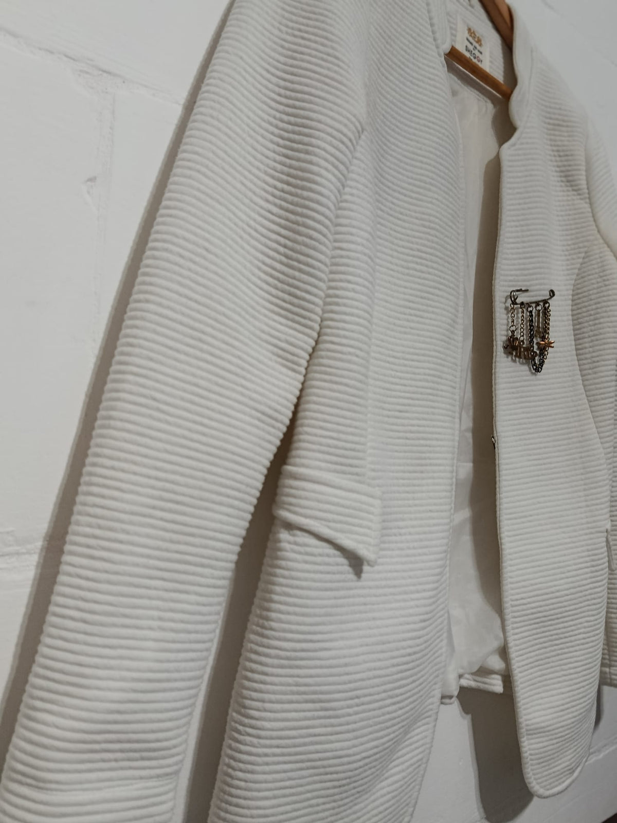 Sheggy Cream Blazer Jacket w/  Safety Pin Brooch