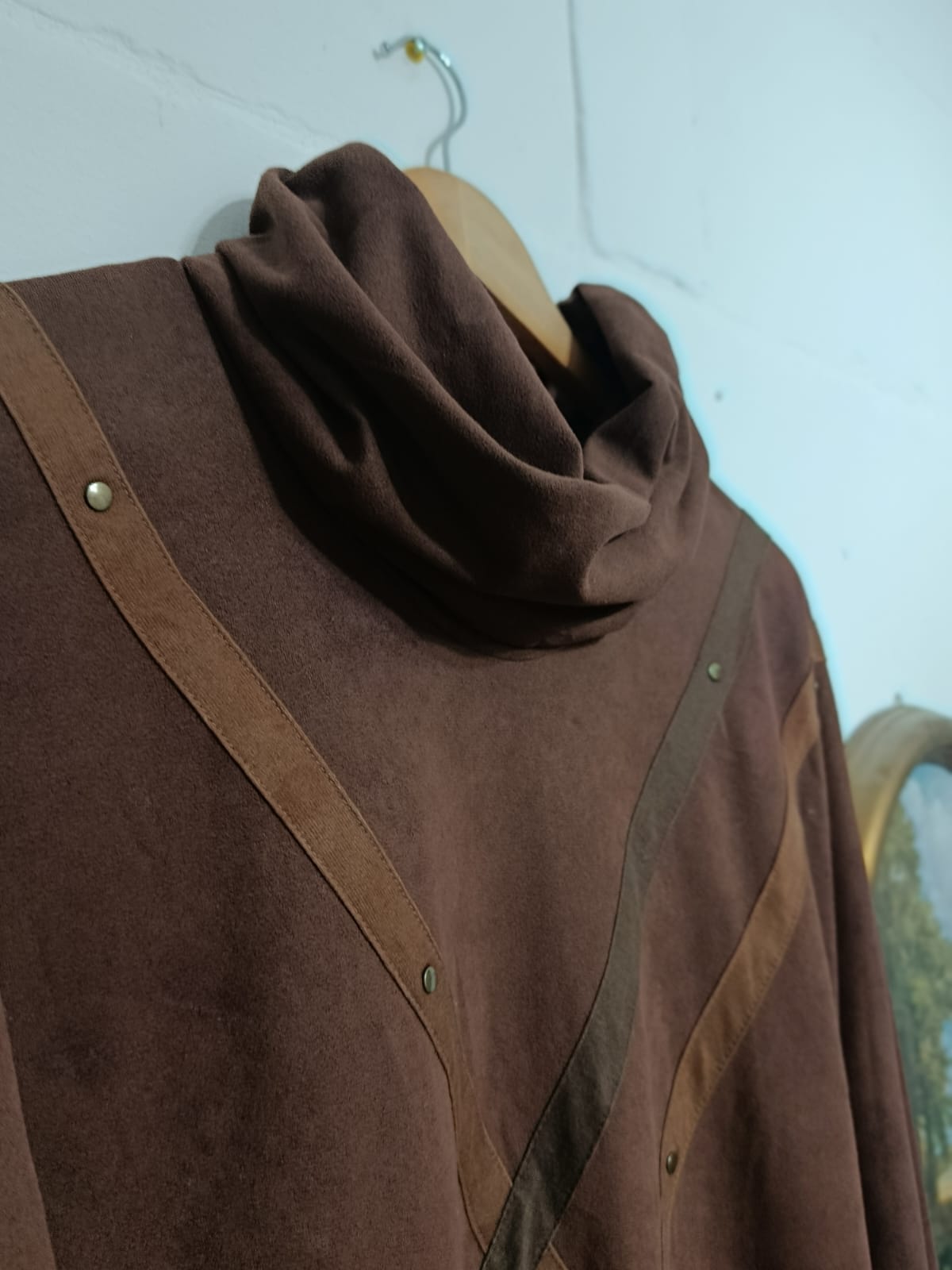 Vintage Triacetate Brown Mock-Neck Dress