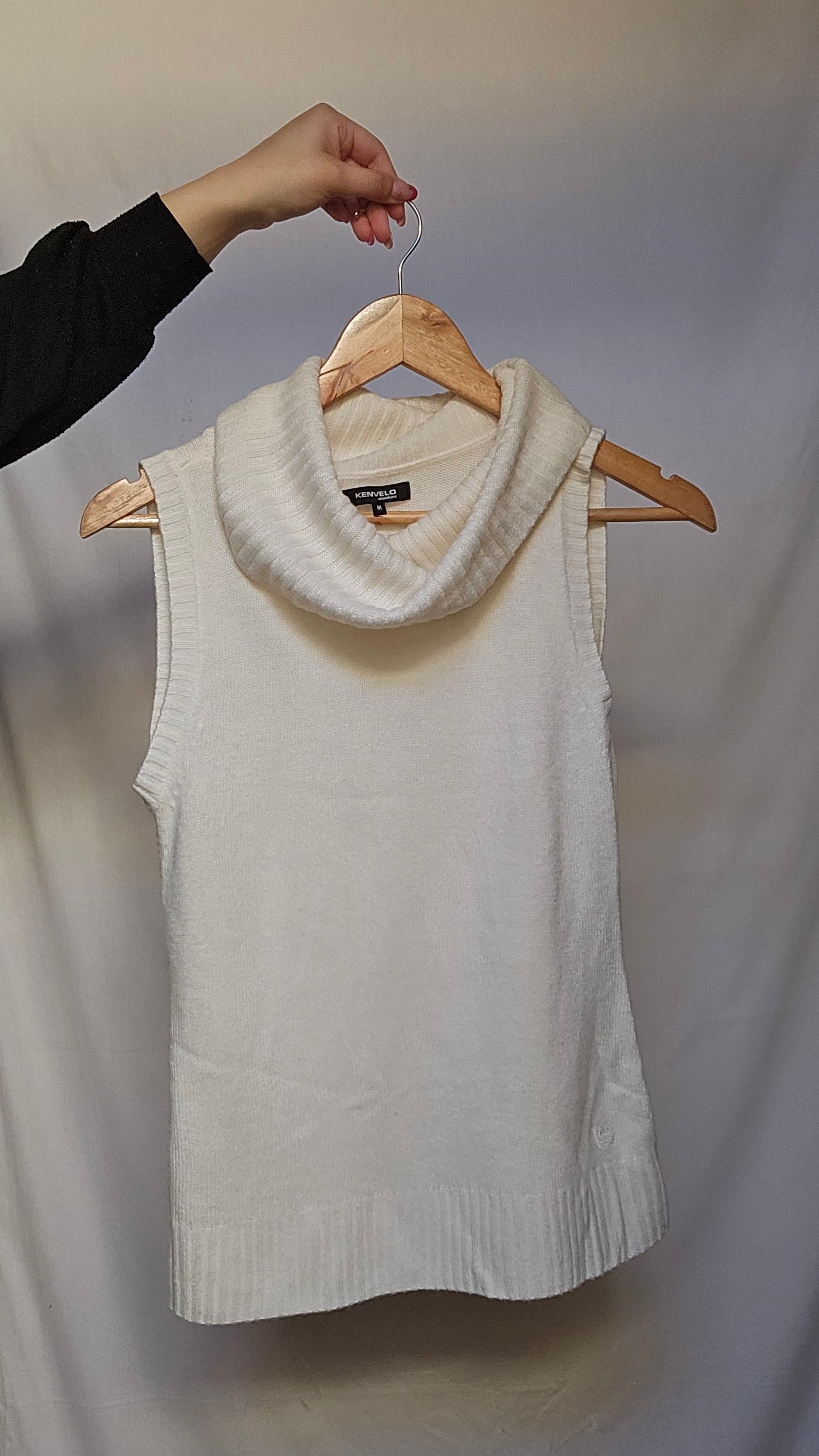 Cream Cowl Neck Sleeveless Top