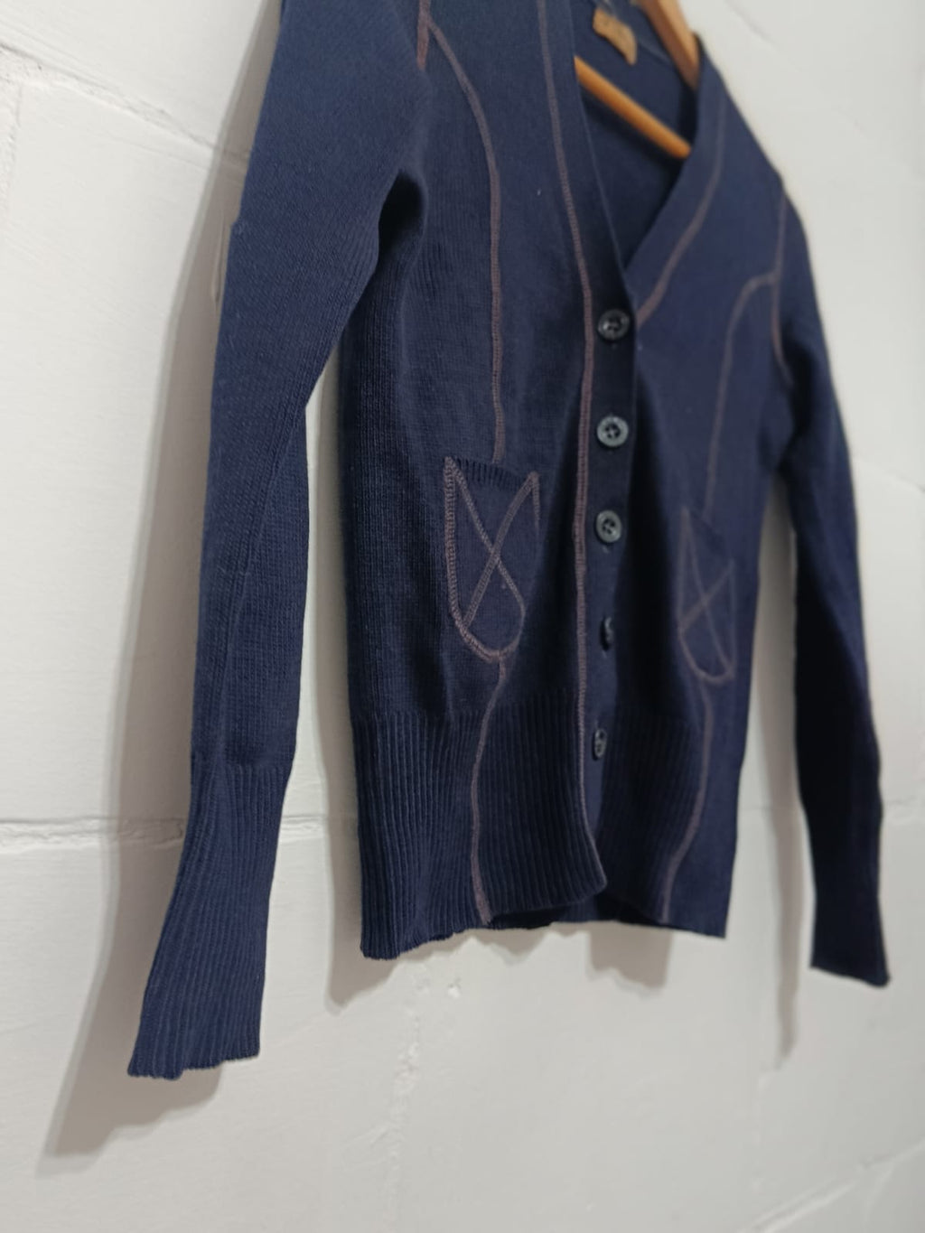 Vintage Navy-Blue Knitwear Cardigan