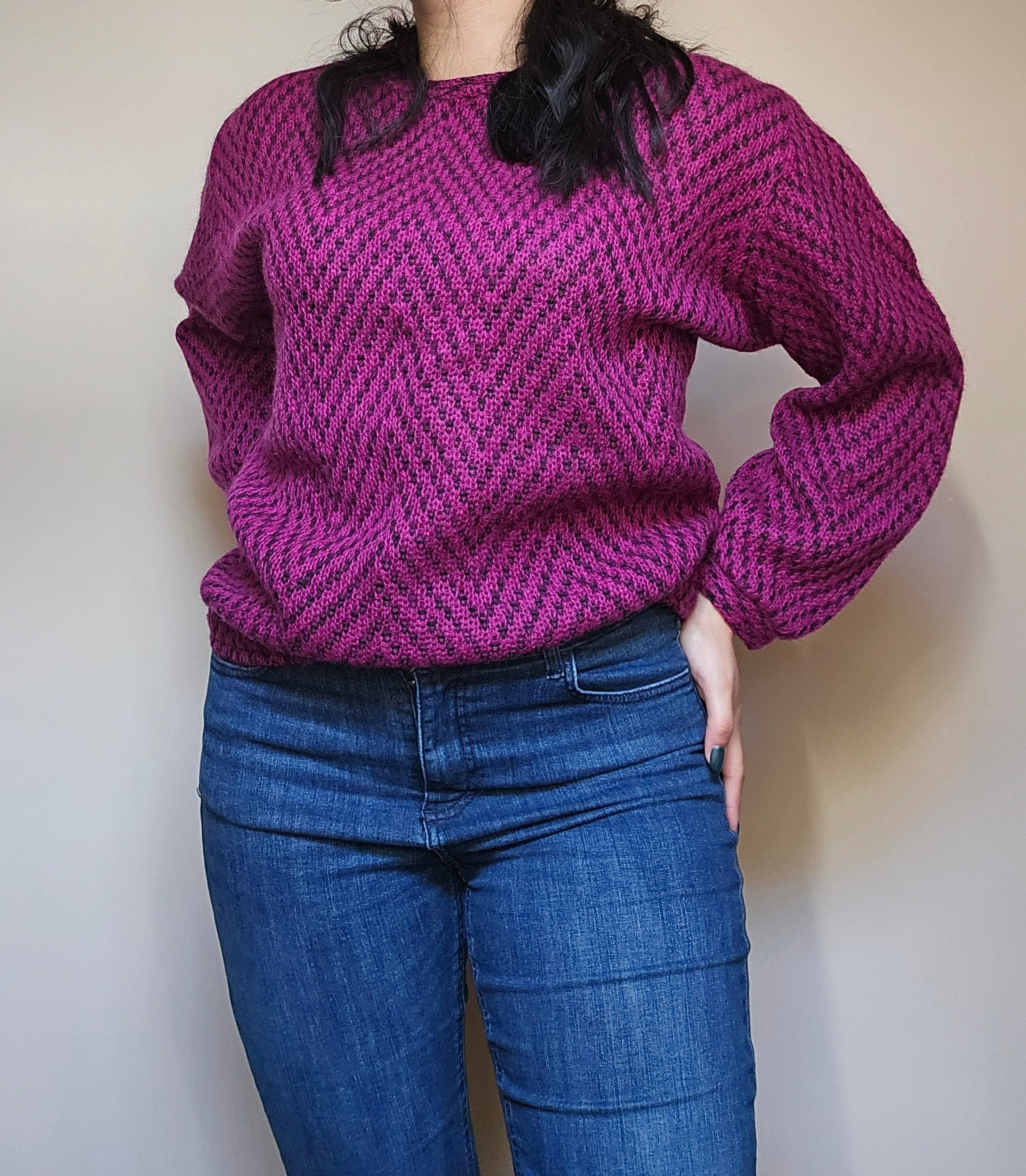 Hot Pink Geometric Sweater
