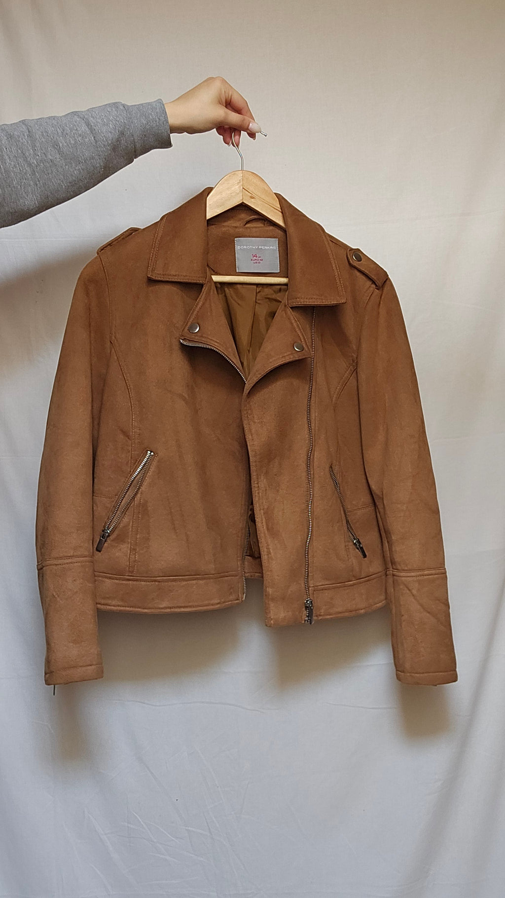 Dorothy Perkins Camel Suede Biker Jacket