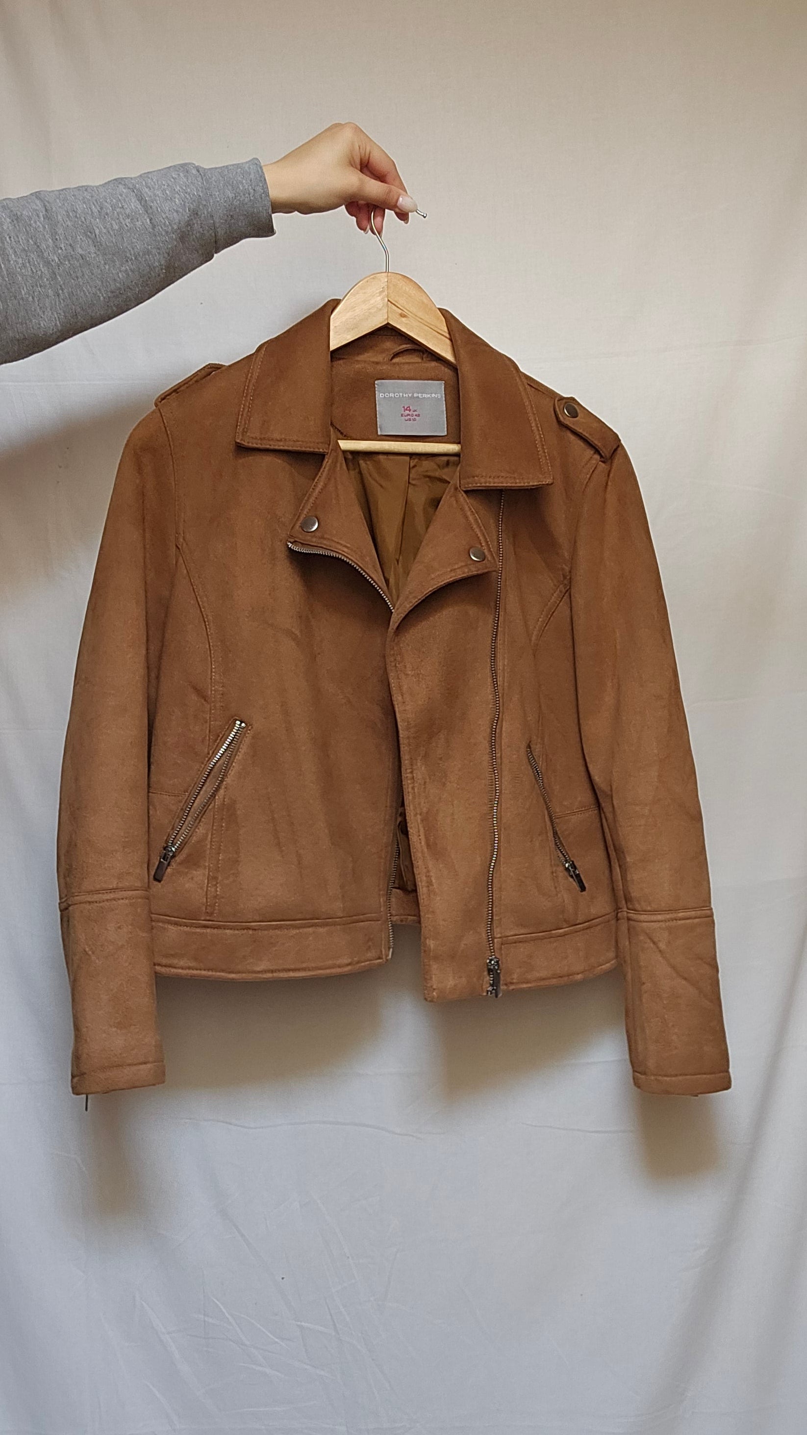 Dorothy Perkins Camel Suede Biker Jacket