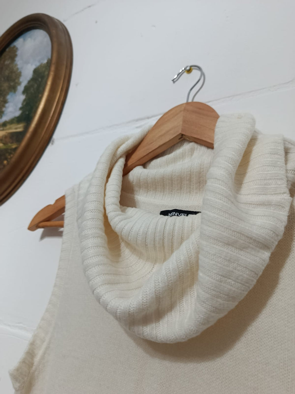 Cream Cowl Neck Sleeveless Top