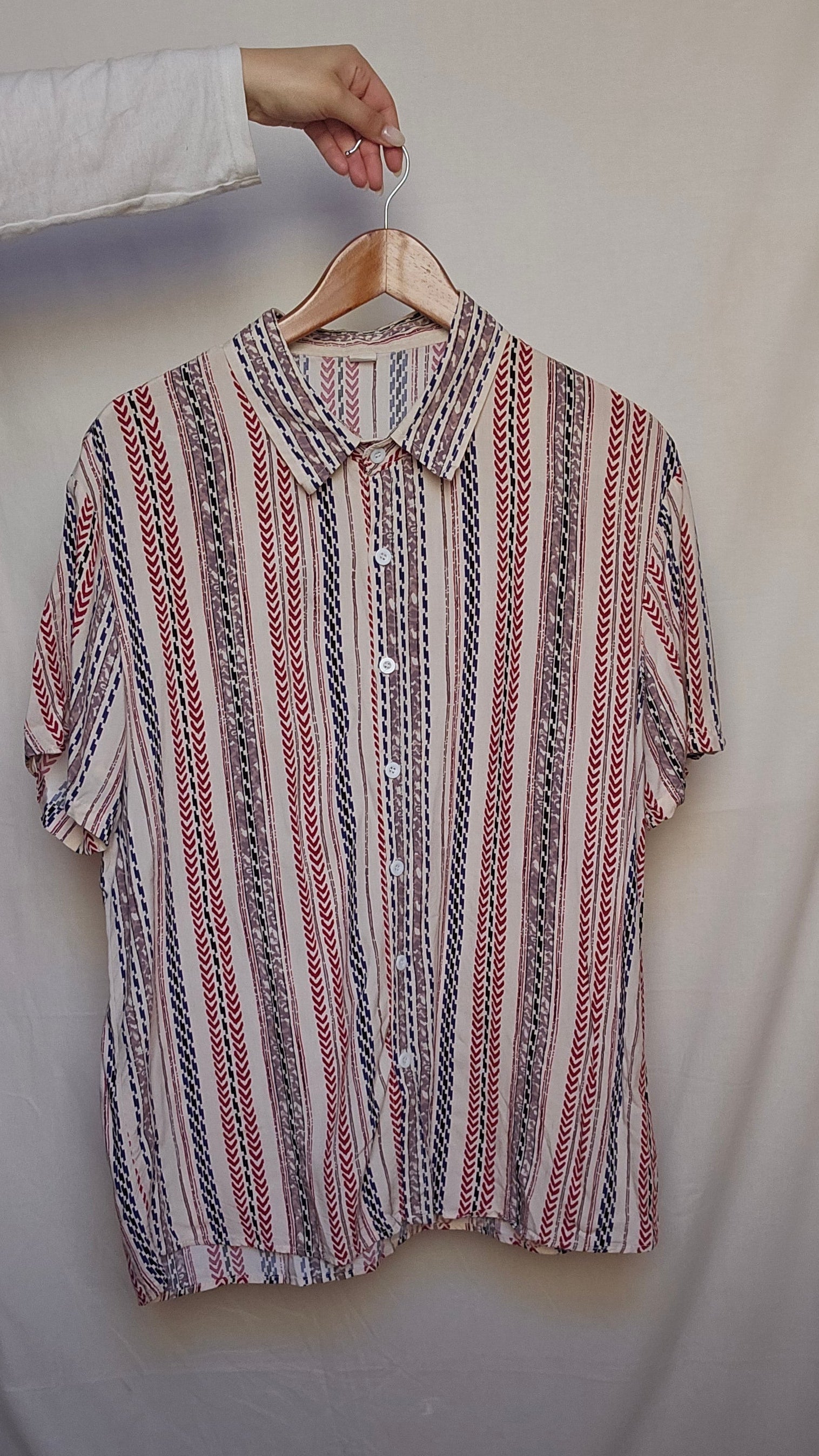 Cream Chevron Stripe Vintage Shirt